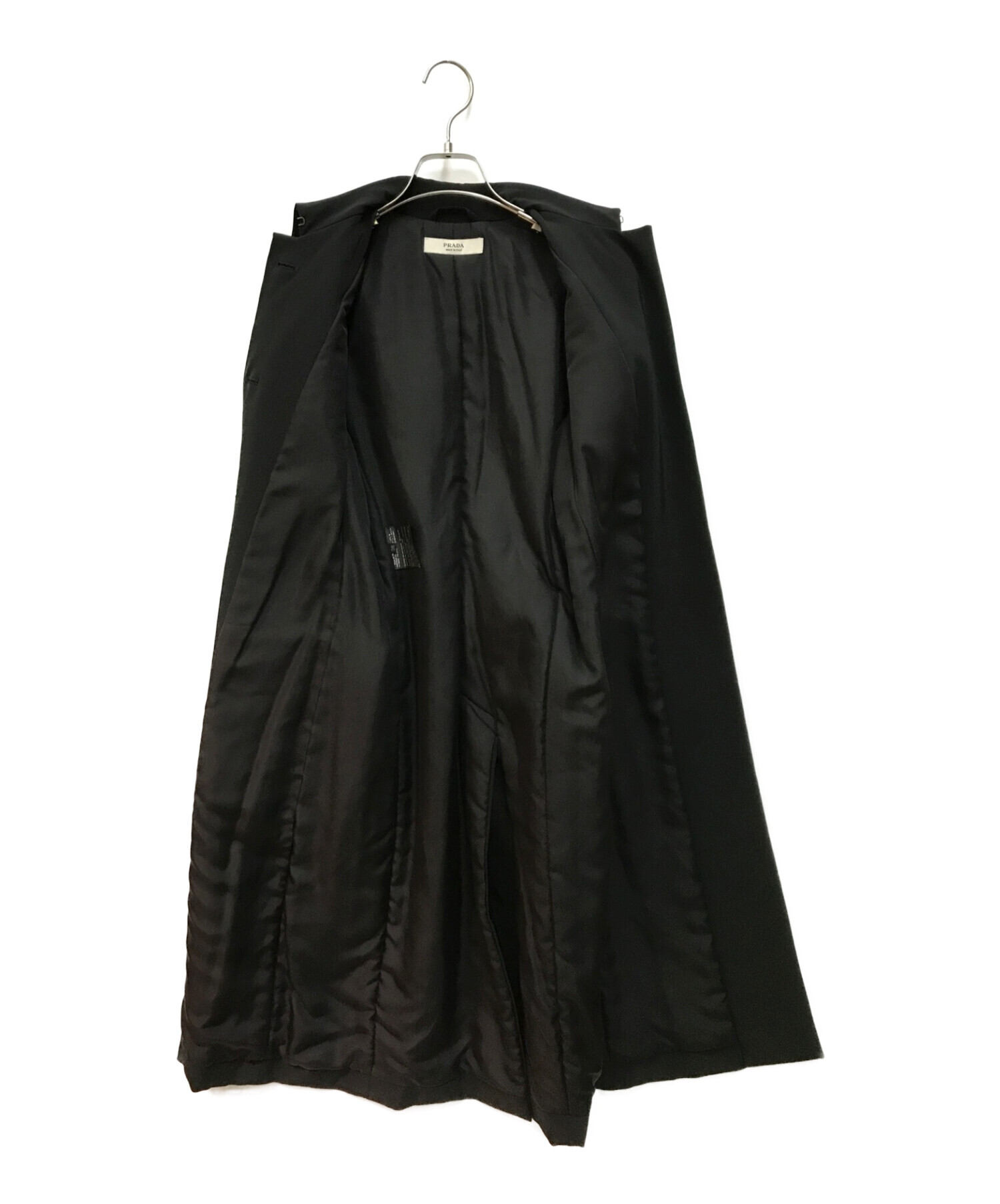 【美品】PRADA  リボン シルク ロングコート ブラック サイズ38