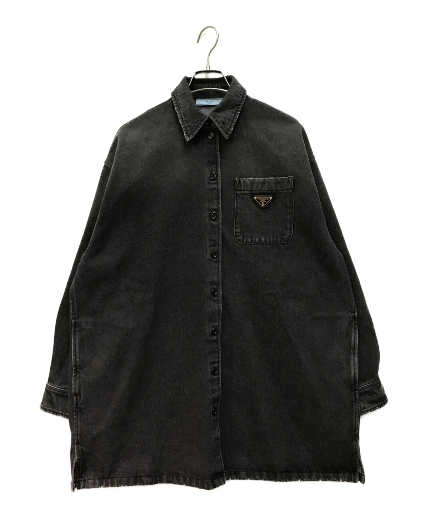 PRADA (プラダ) オーバーサイズデニムシャツ ブラック サイズ:38