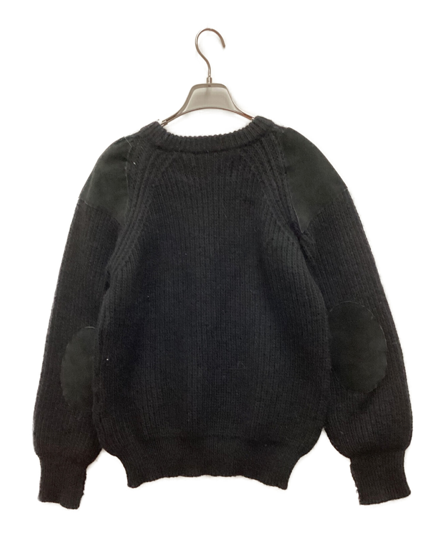 oldderby Knitwear (オールドダービーニットウェア) スウェードパッチニット ブラック サイズ:S