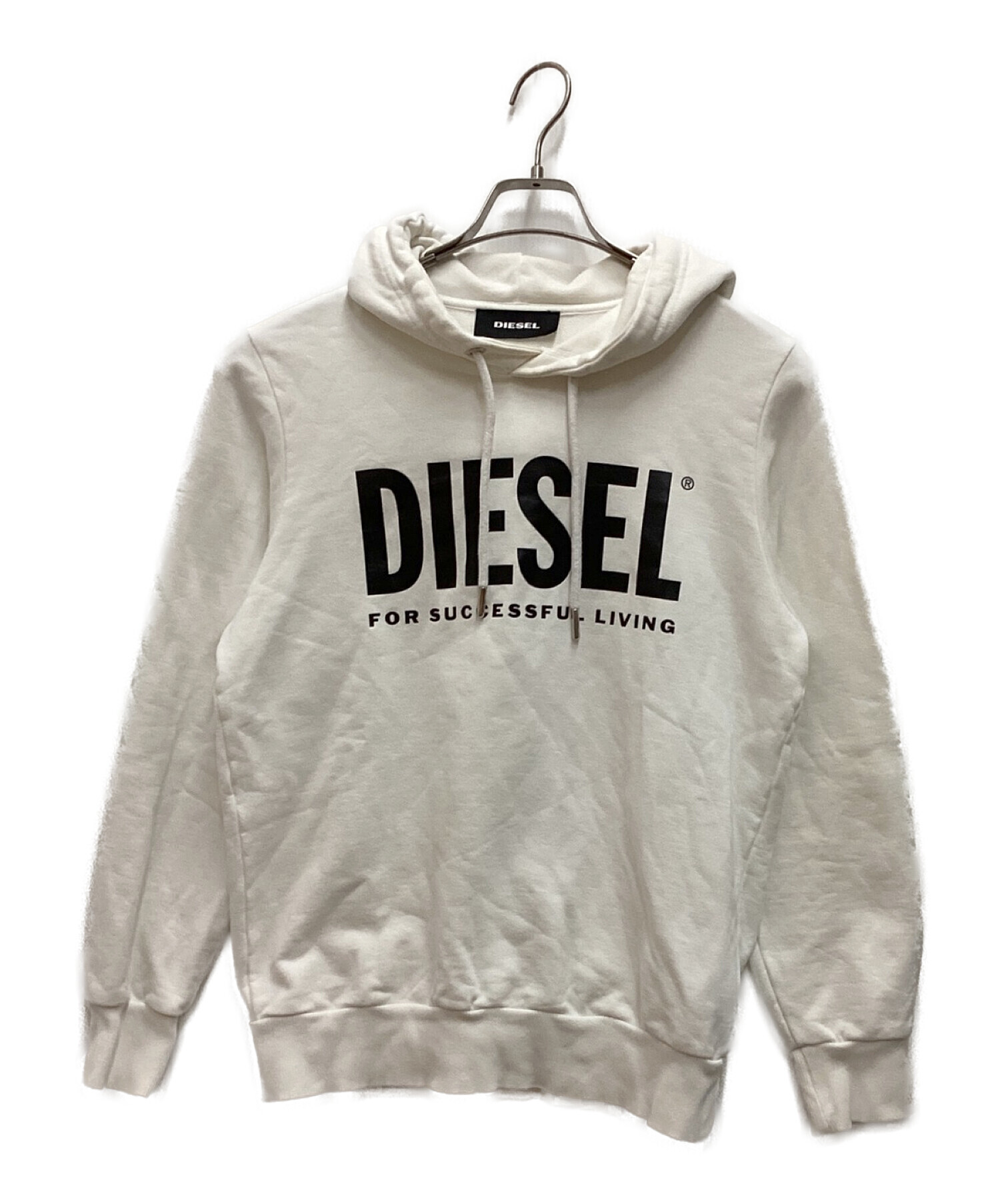 DIESEL (ディーゼル) ロゴプリントパーカー　フーデッドスウェットシャツ ホワイト サイズ:XS