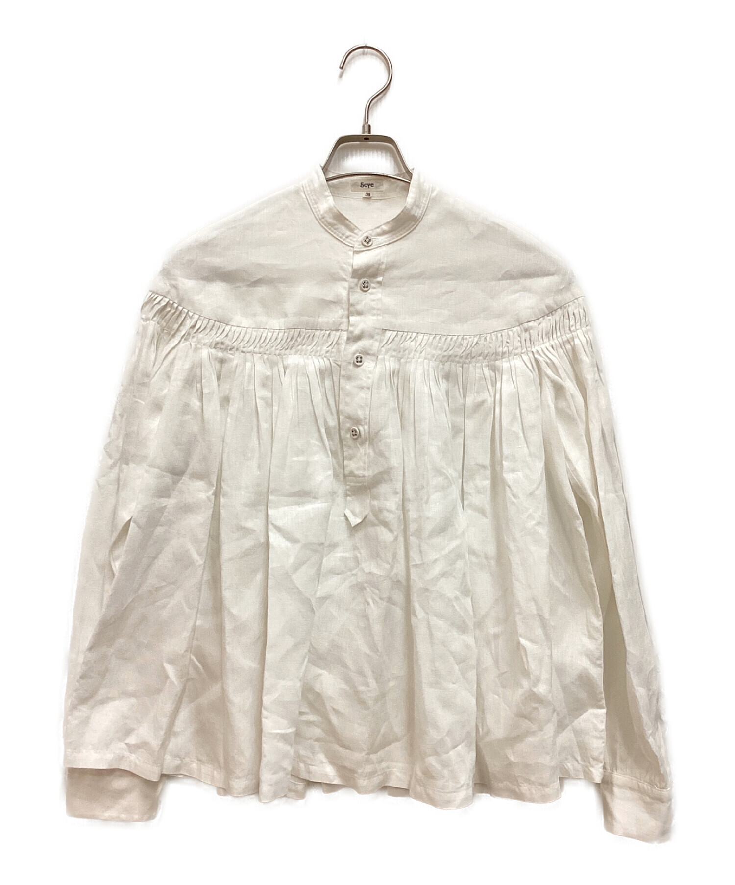 Scye サイ　リネン タックシャツ　ホワイト38サイズ