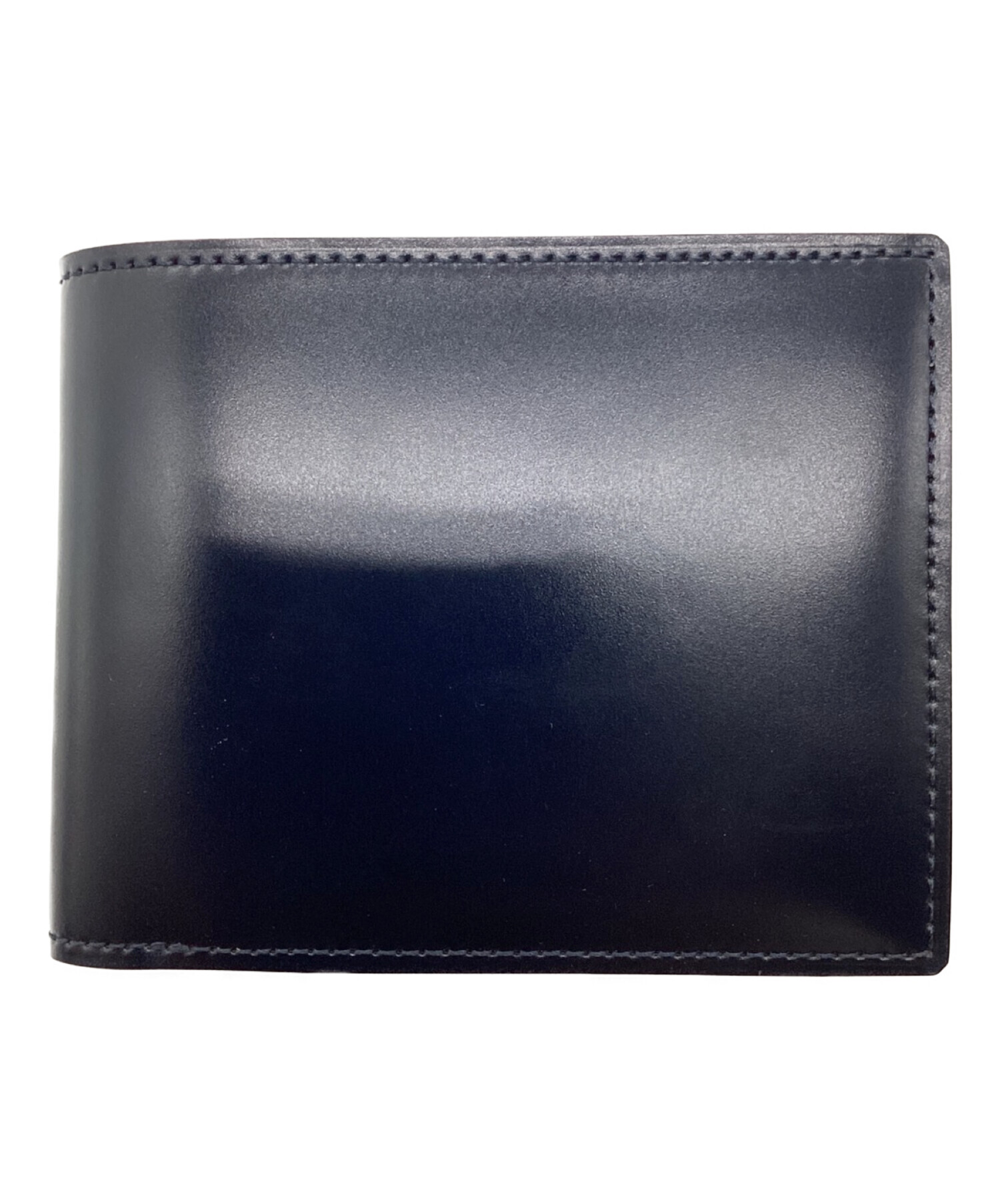 GANZO コードバン ネイビー　小銭入れ付き二つ折り財布