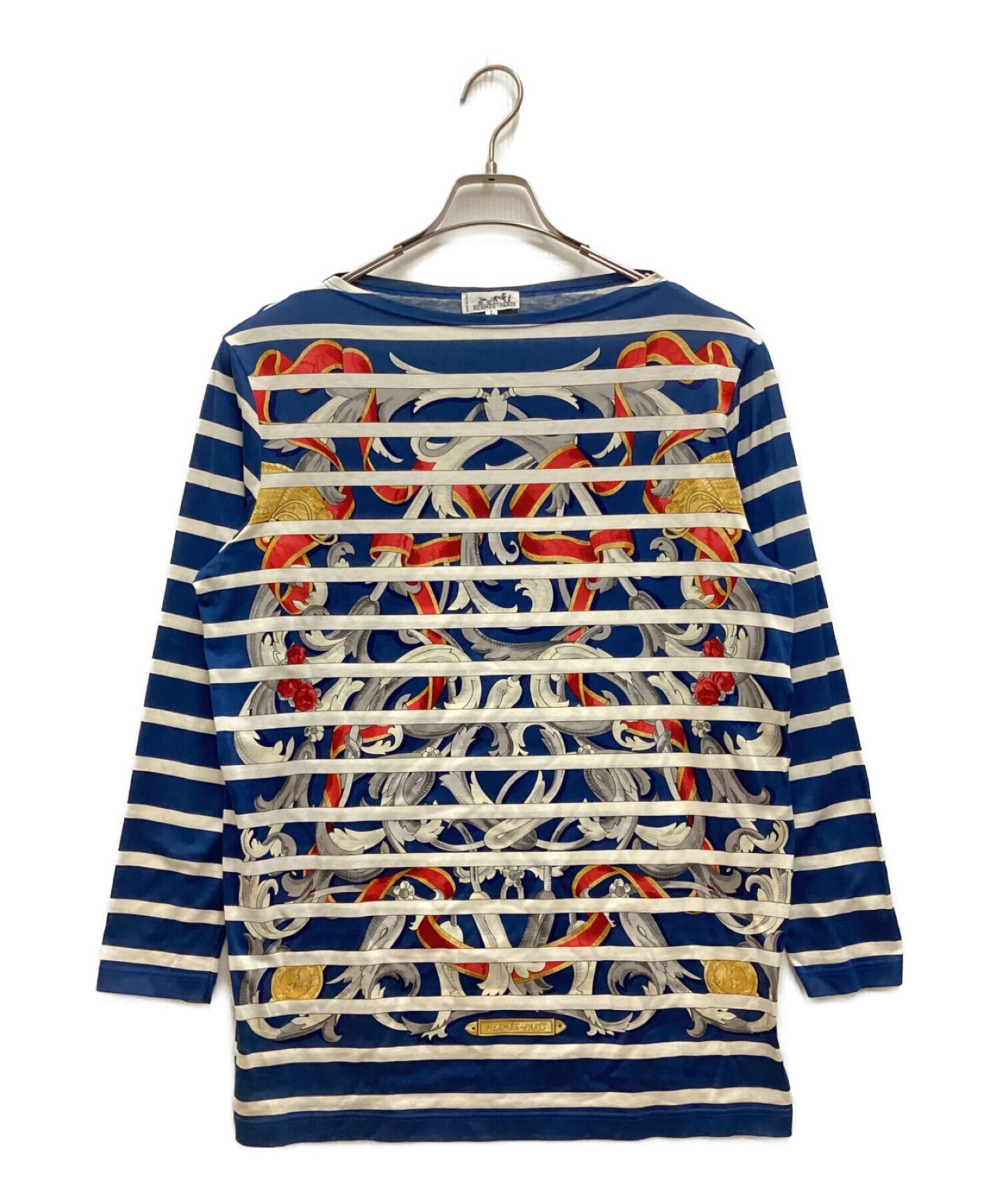 1円～ HERMES エルメス 長袖 Tシャツ ボーダー ホワイト レッド 