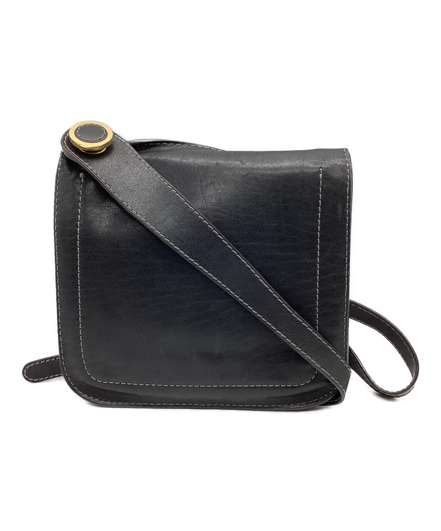 中古・古着通販】LOEWE (ロエベ) レザーフラップショルダーバッグ 
