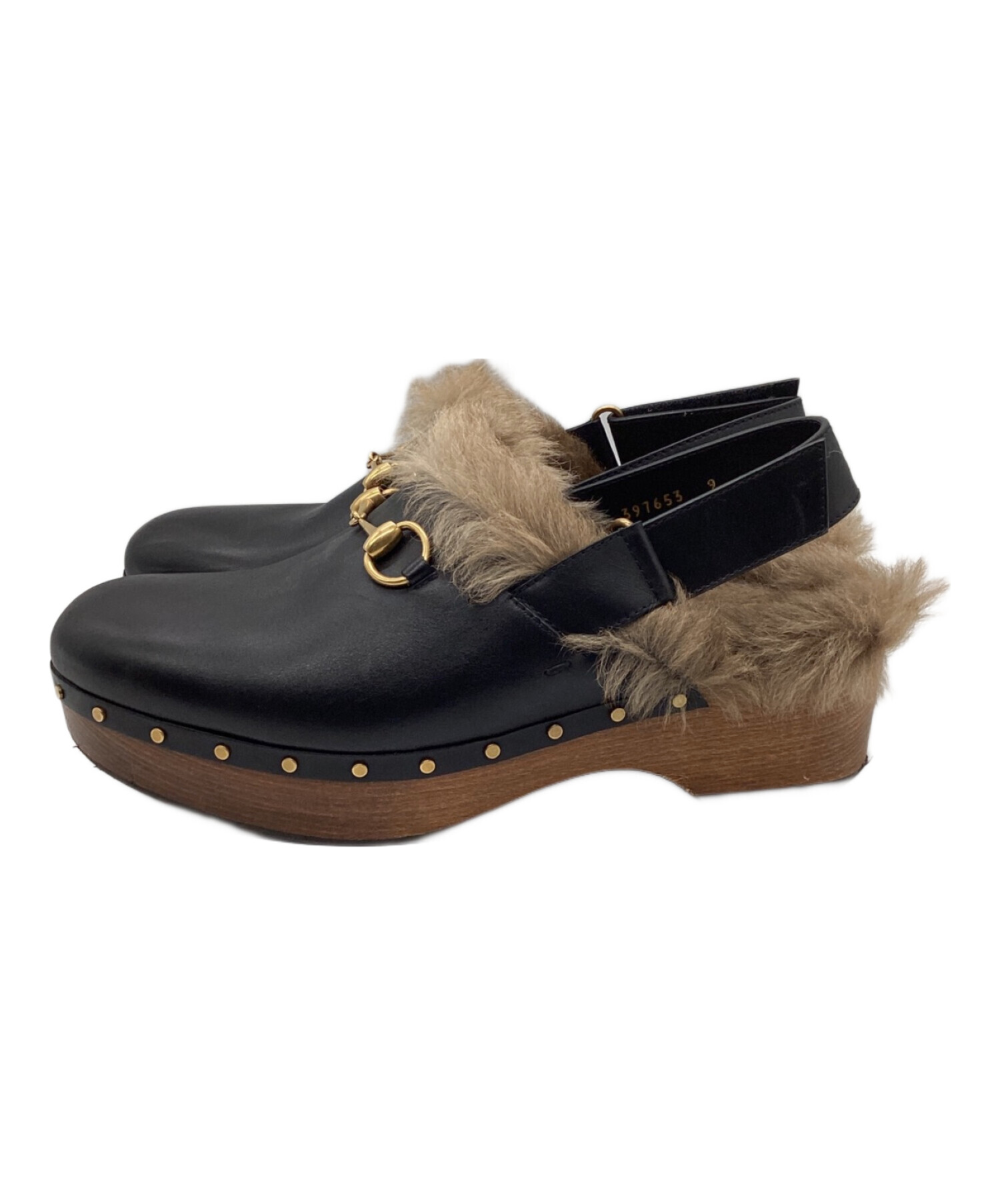 中古・古着通販】GUCCI (グッチ) ファーサンダル サボ ビット スタッズ 