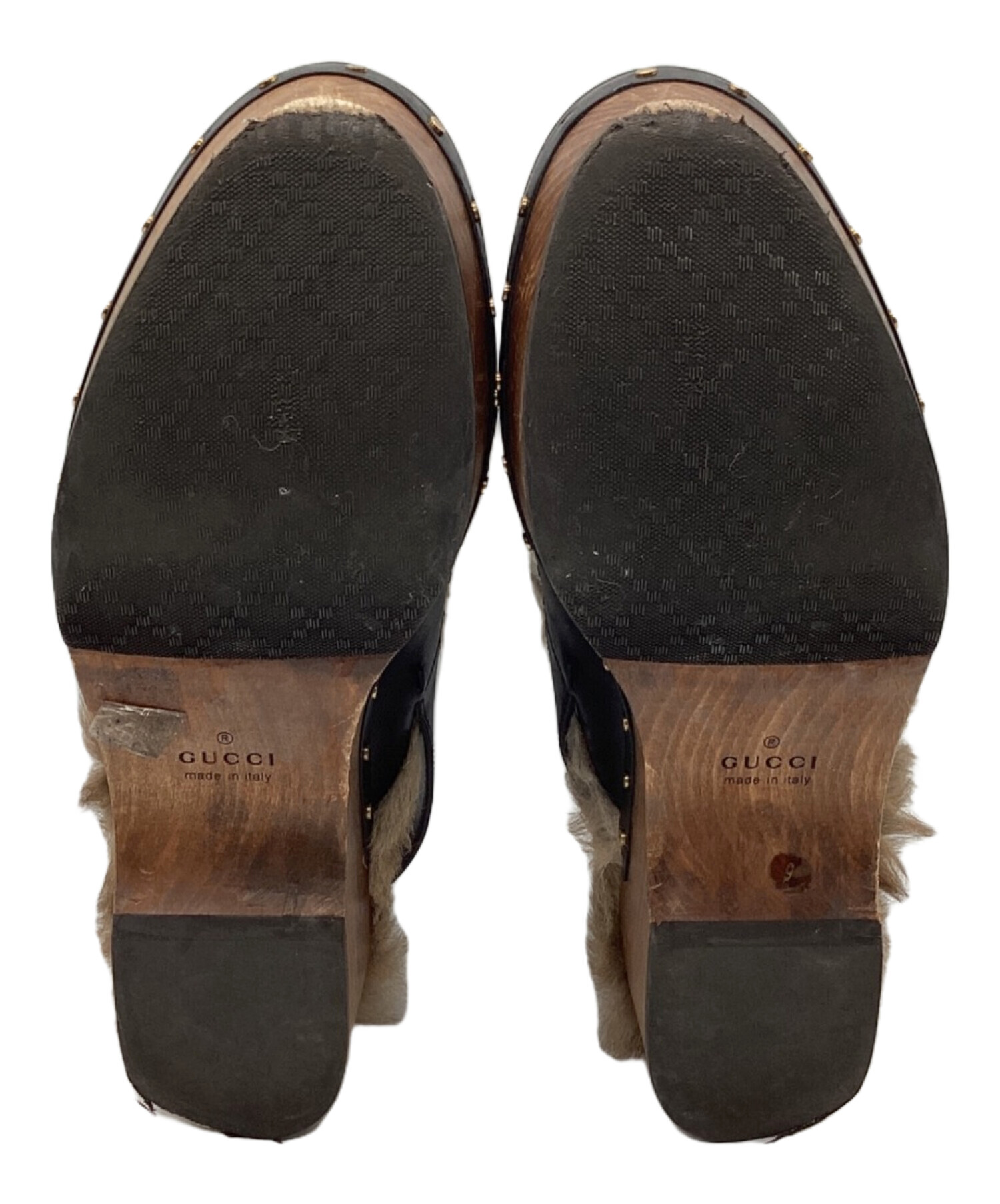 中古・古着通販】GUCCI (グッチ) ファーサンダル サボ ビット スタッズ 