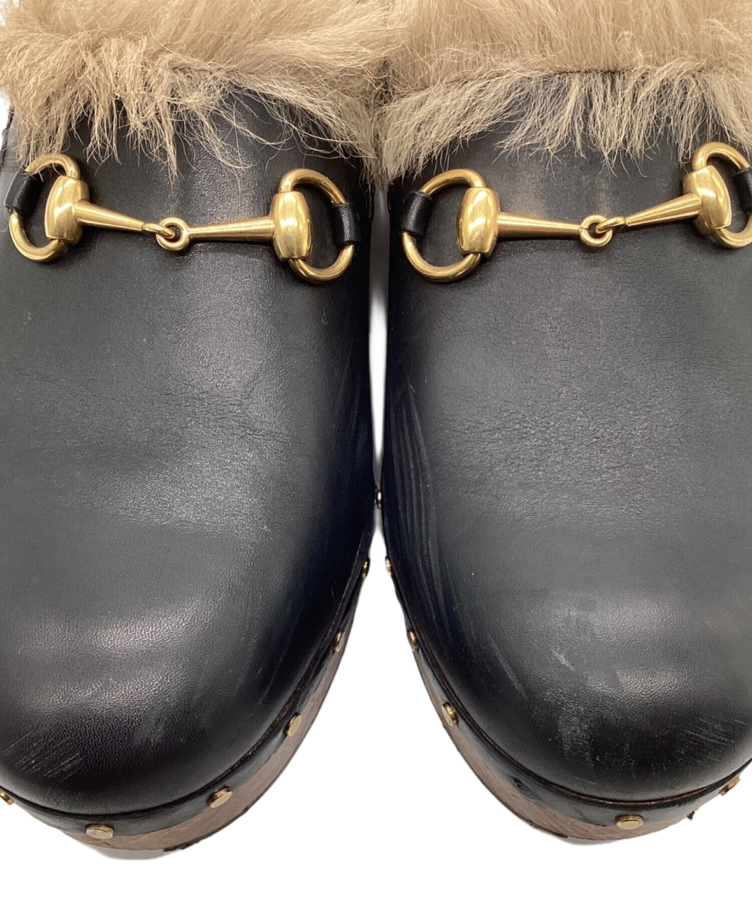 中古・古着通販】GUCCI (グッチ) ファーサンダル サボ ビット スタッズ 