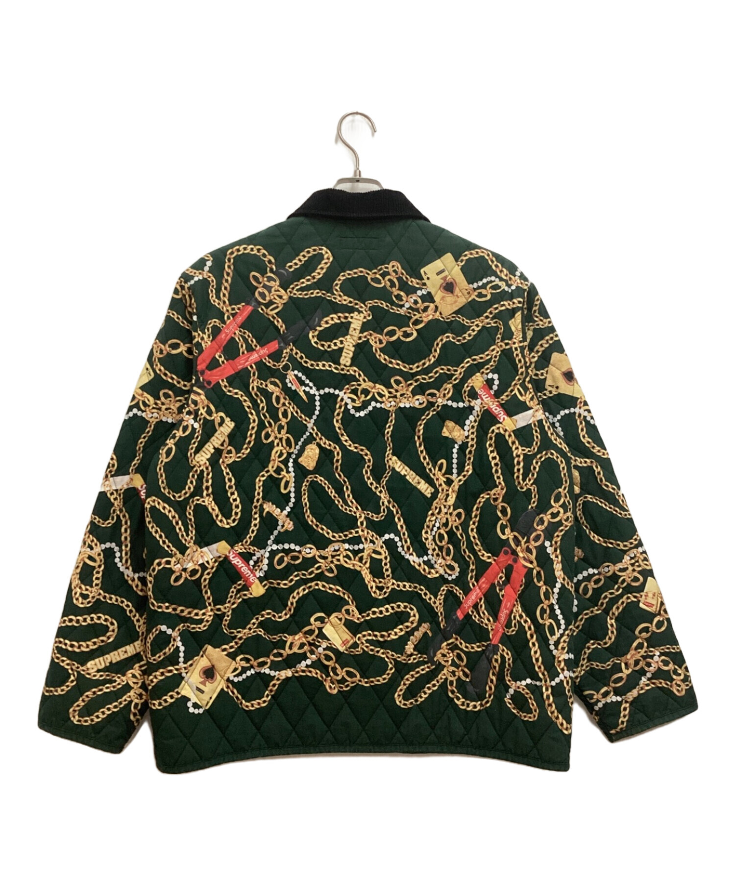 M*N様 極美品Supreme チェーン柄襟コーデュロイ　キルティングジャケット 極美品Supreme チェーン柄襟コーデュロイキルティングジャケットLサイズ