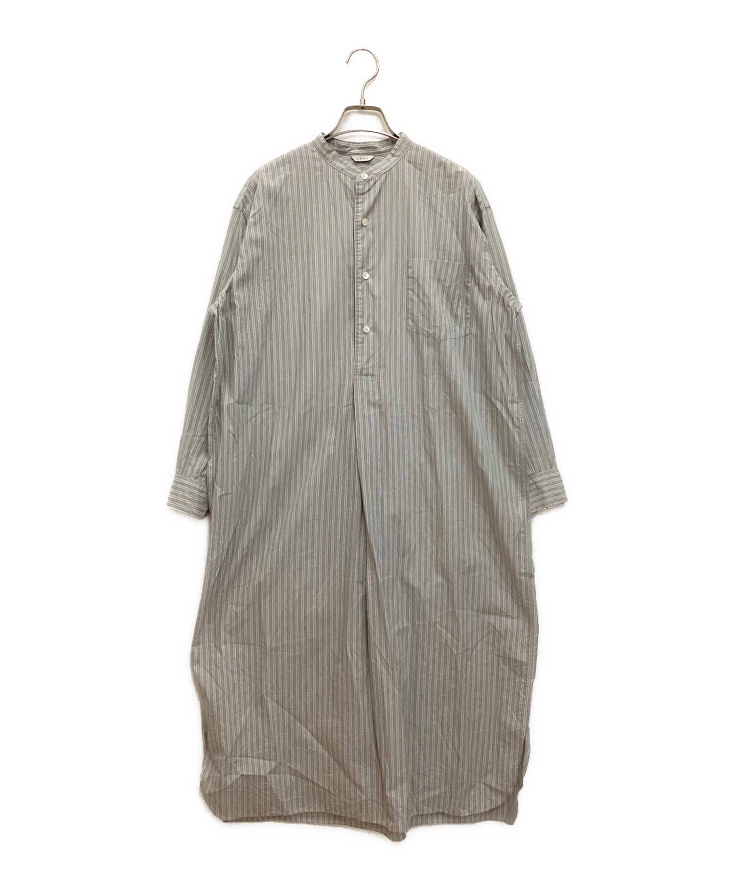 中古・古着通販】leno (リノ) バンドカラーストライプシャツワンピース 