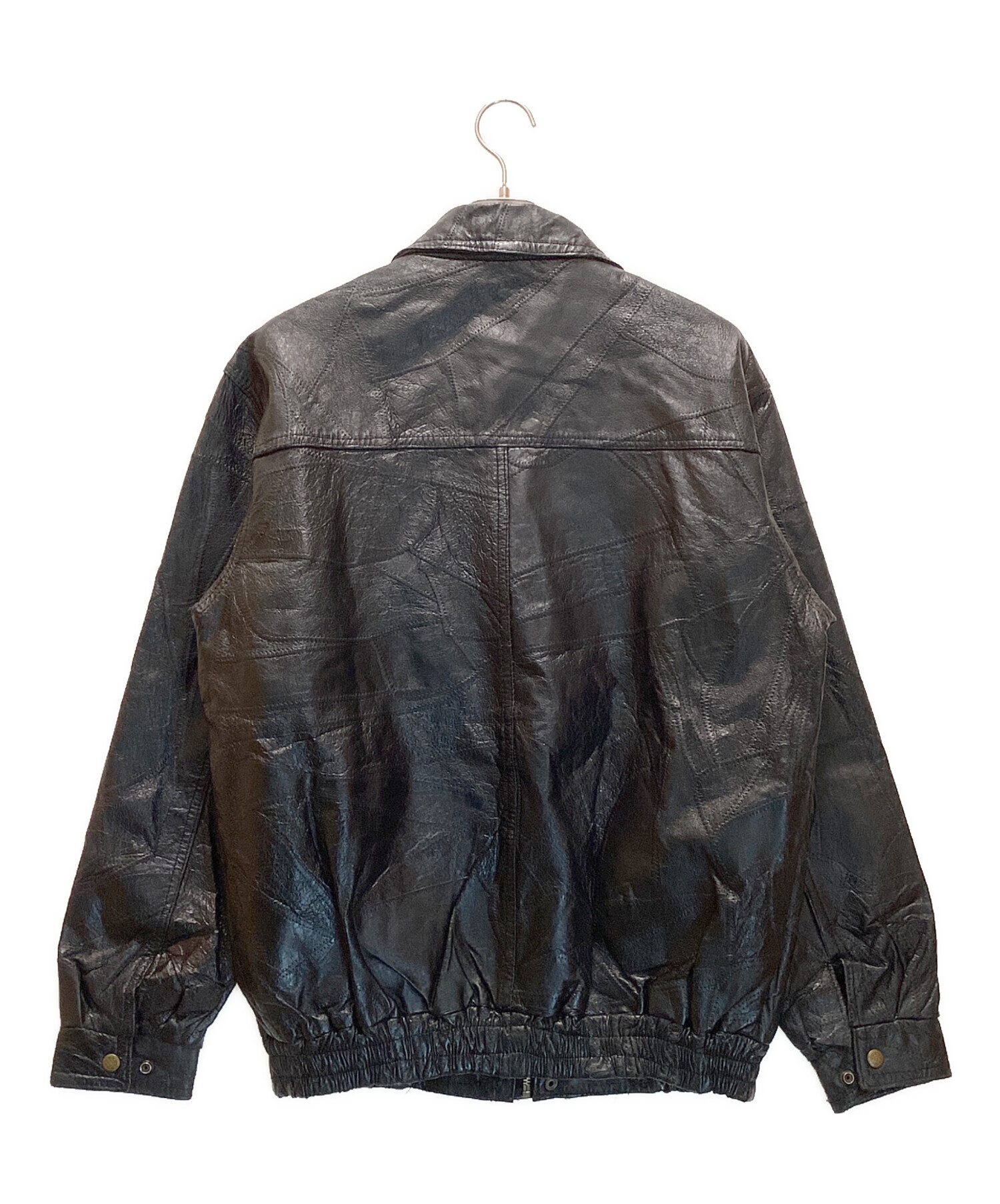 パッチワークレザーコート レディース 古着 DENIM&Co. パッチ