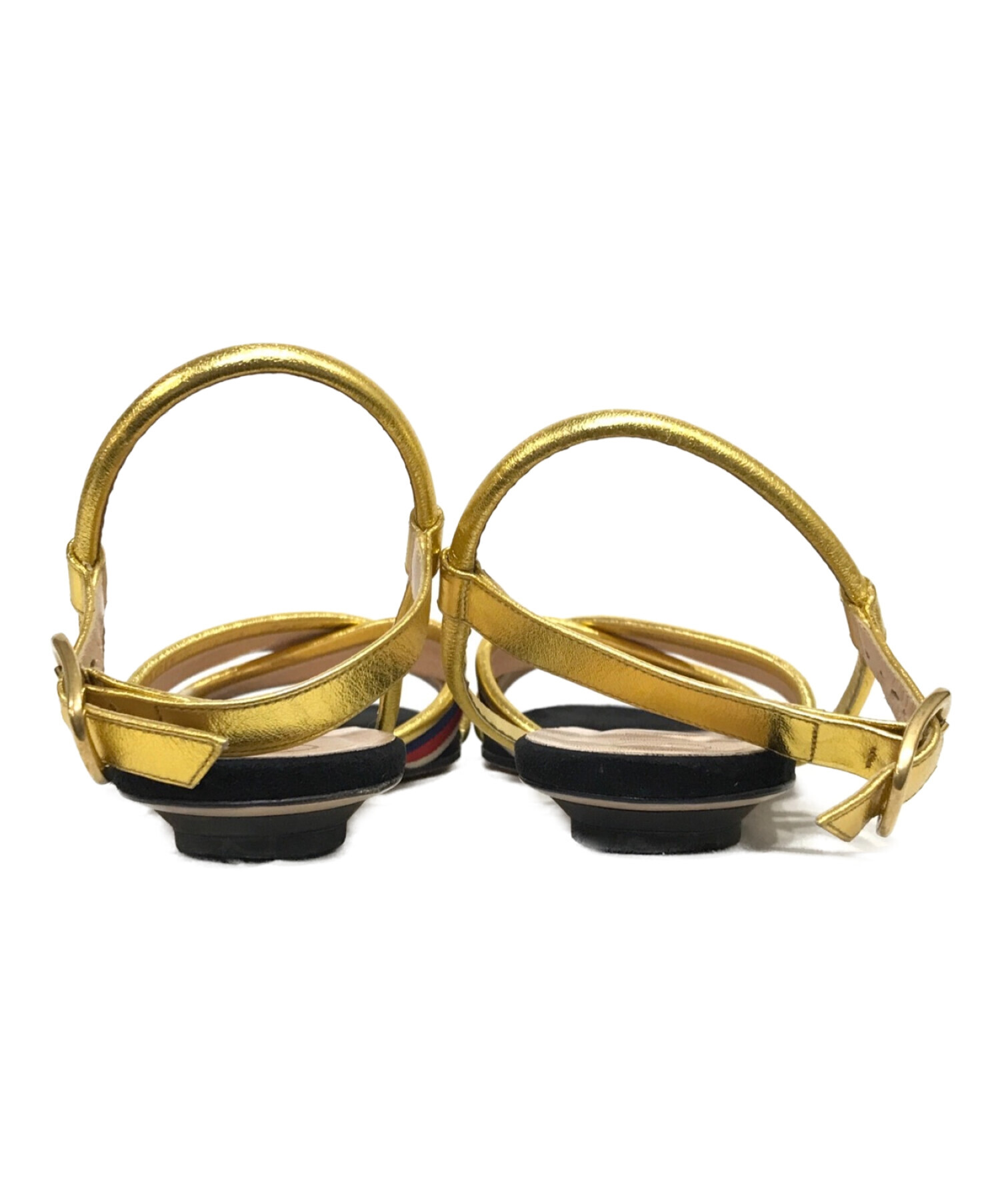 中古・古着通販】GUCCI (グッチ) ストラップフラットサンダル ゴールド  