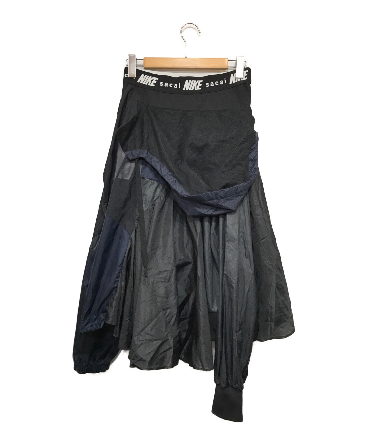 NIKE (ナイキ) sacai (サカイ) 再構築ナイロンスカート ネイビー×ブラック サイズ:Ｓ