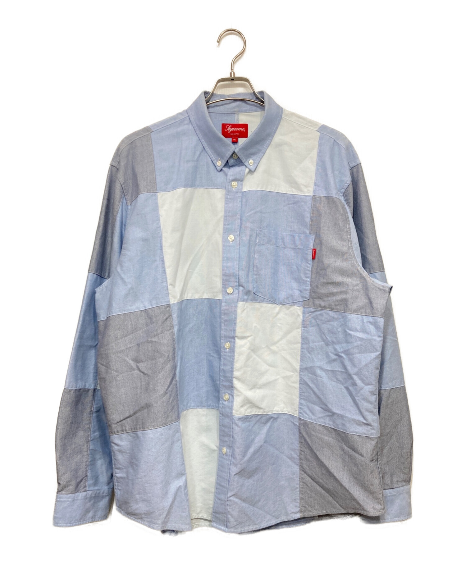 SUPREME (シュプリーム) Patchwork Oxford Shirt パッチワークシャツ ブルー サイズ:SIZE XL