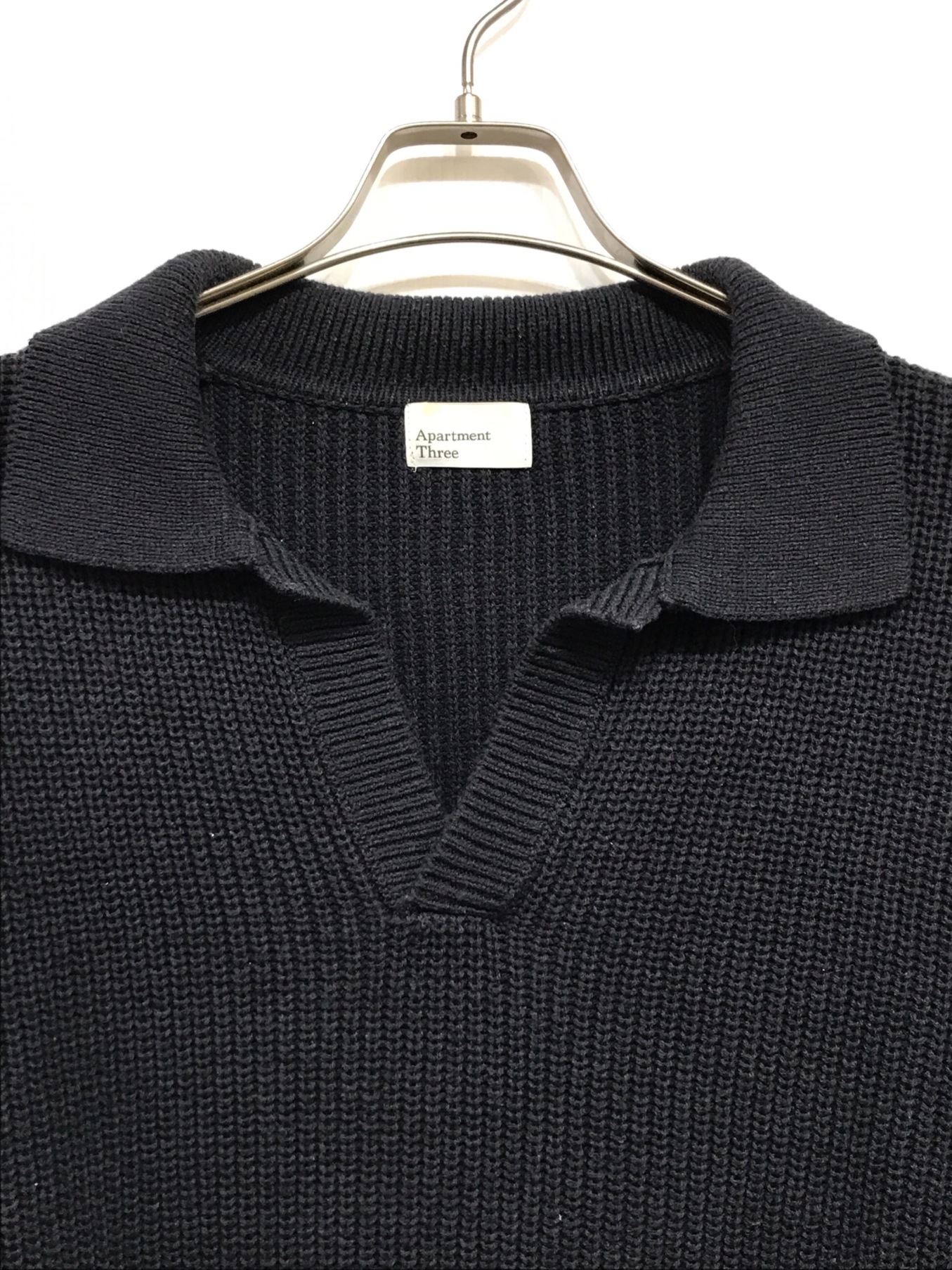 apartment Three (アパートメントスリー) Cotton-Blend Knitted Polo Shirt ブラック サイズ:1