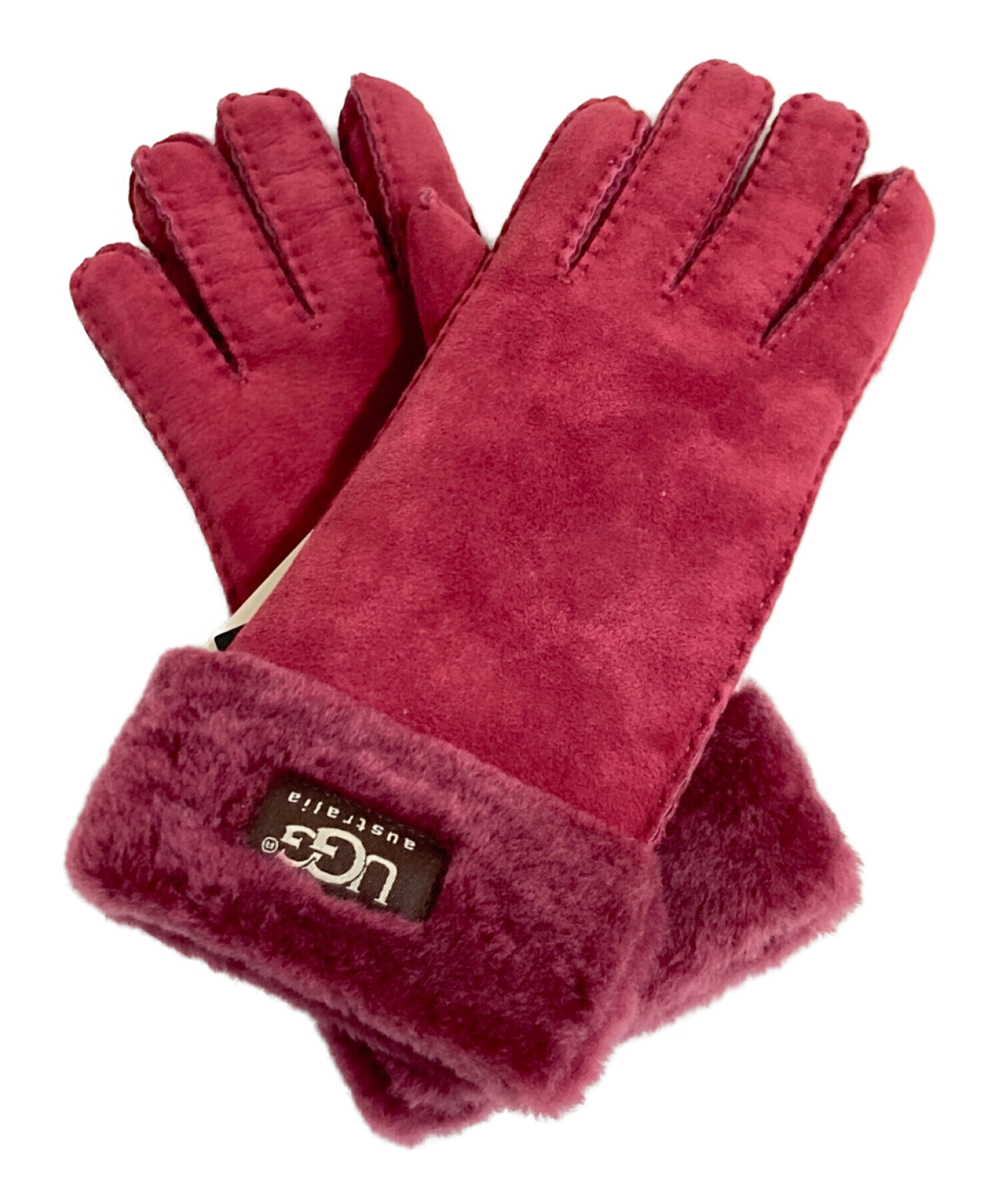 54 2 未使用タグ付き UGG アグ グローブ 手袋 ピンク色 赤色 Mサイズ