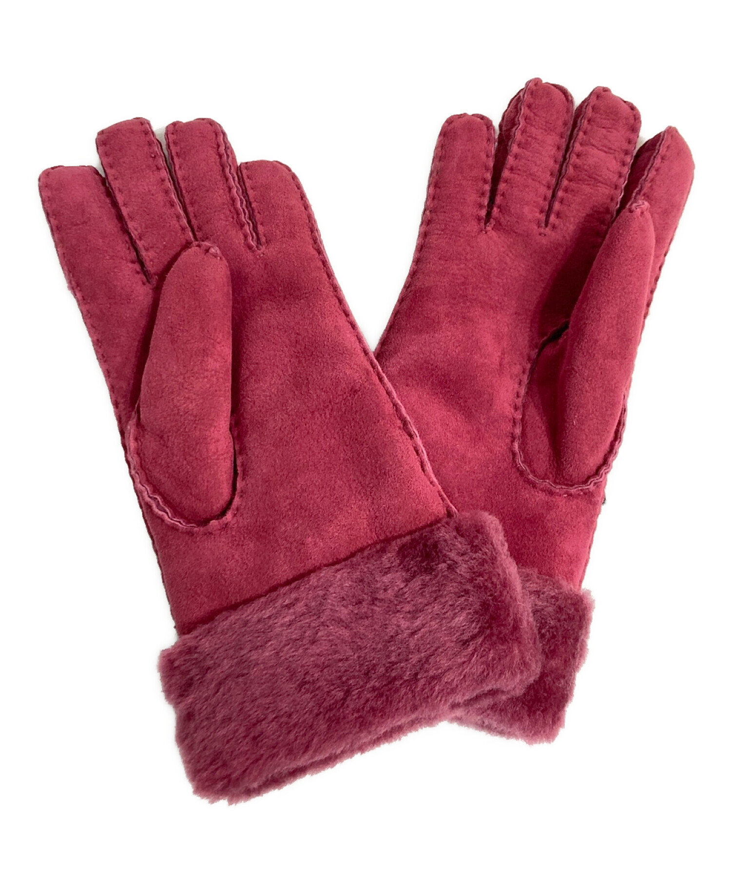 54 2 未使用タグ付き UGG アグ グローブ 手袋 ピンク色 赤色 Mサイズ