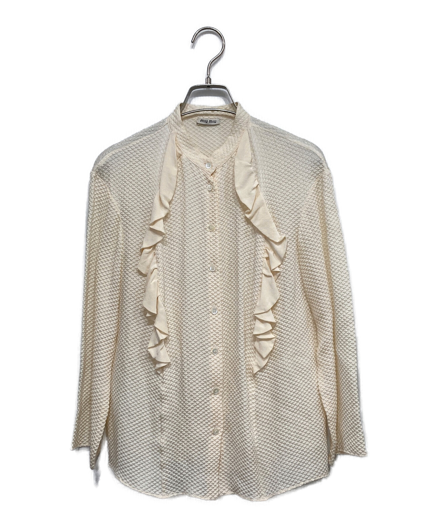 MIUMIU フリルトップス Miu Miu（ミュウミュウ）ブラウス 青 サイズ:38