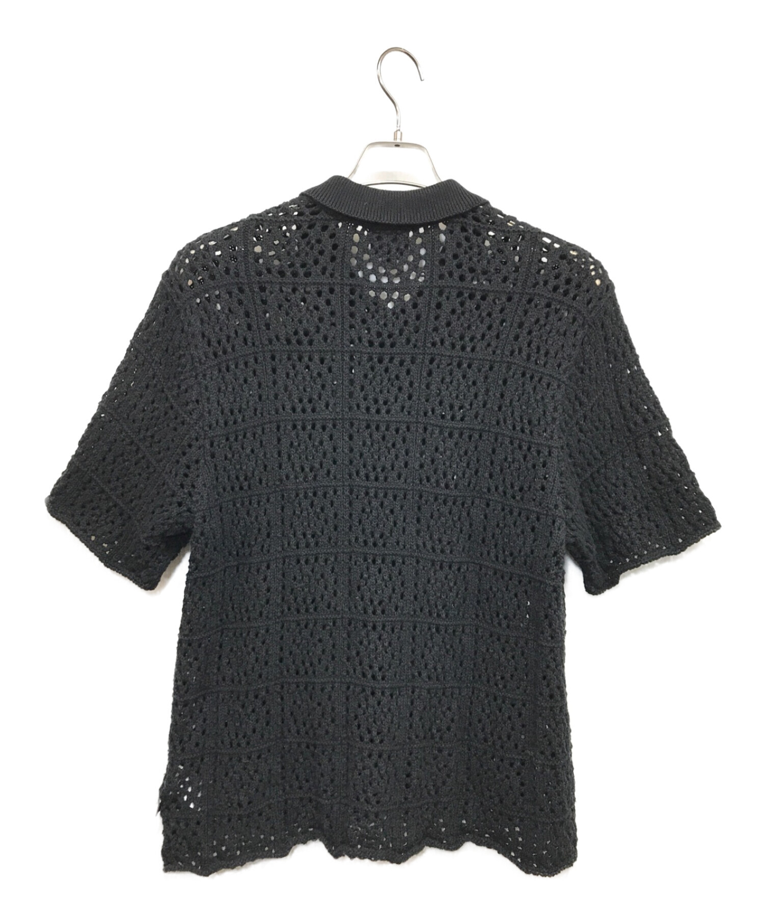 激安な stussy crochet shirt black 黒 ニットシャツ メッシュ