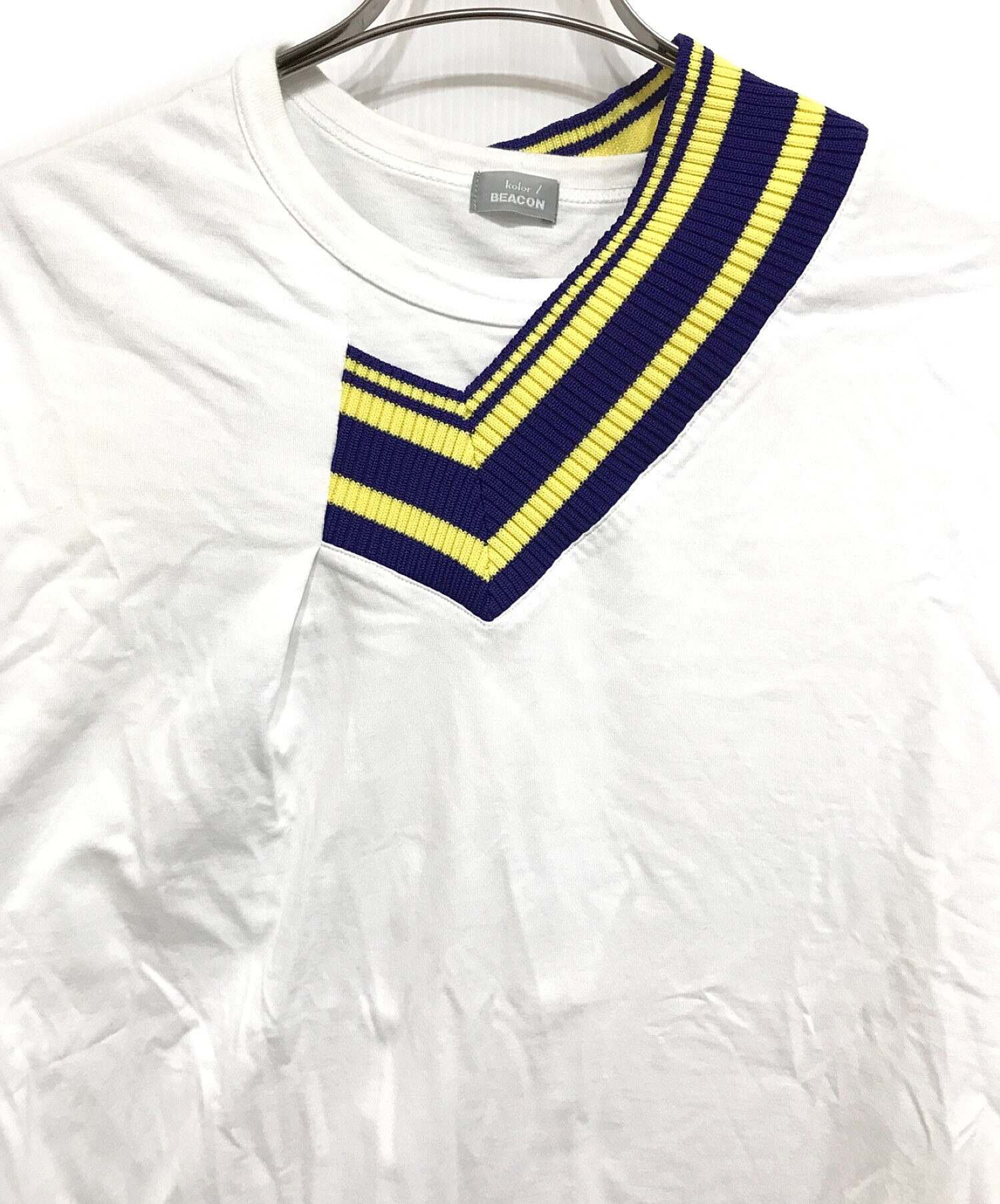 中古・古着通販】kolor/BEACON (カラービーコン) 襟ニット切替Tシャツ 