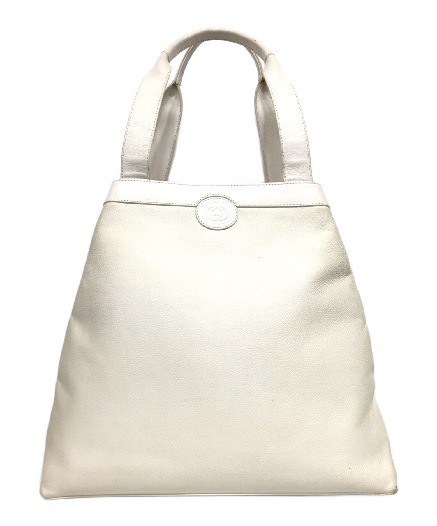 中古・古着通販】GUCCI (グッチ) レザーハンドバッグ ホワイト サイズ 