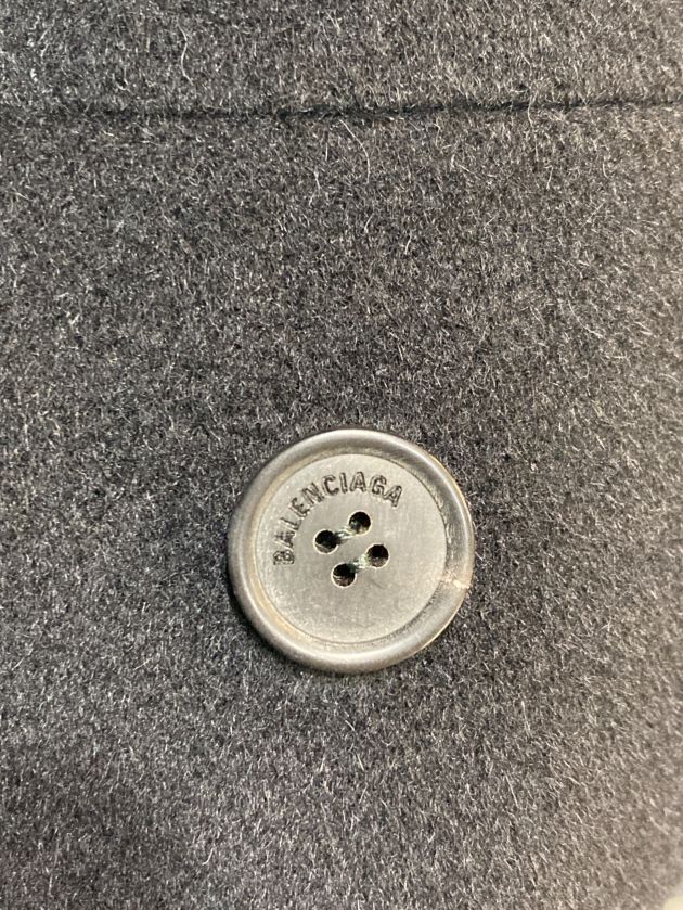 BALENCIAGA ウール グレーコート ボタン式アルパカ混ビンテージ