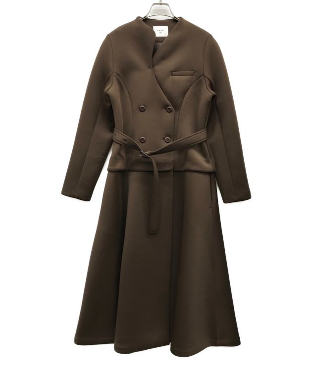 中古・古着通販】Ameri (アメリ) CARDBOARD FLARE DRESS COAT ブラウン 