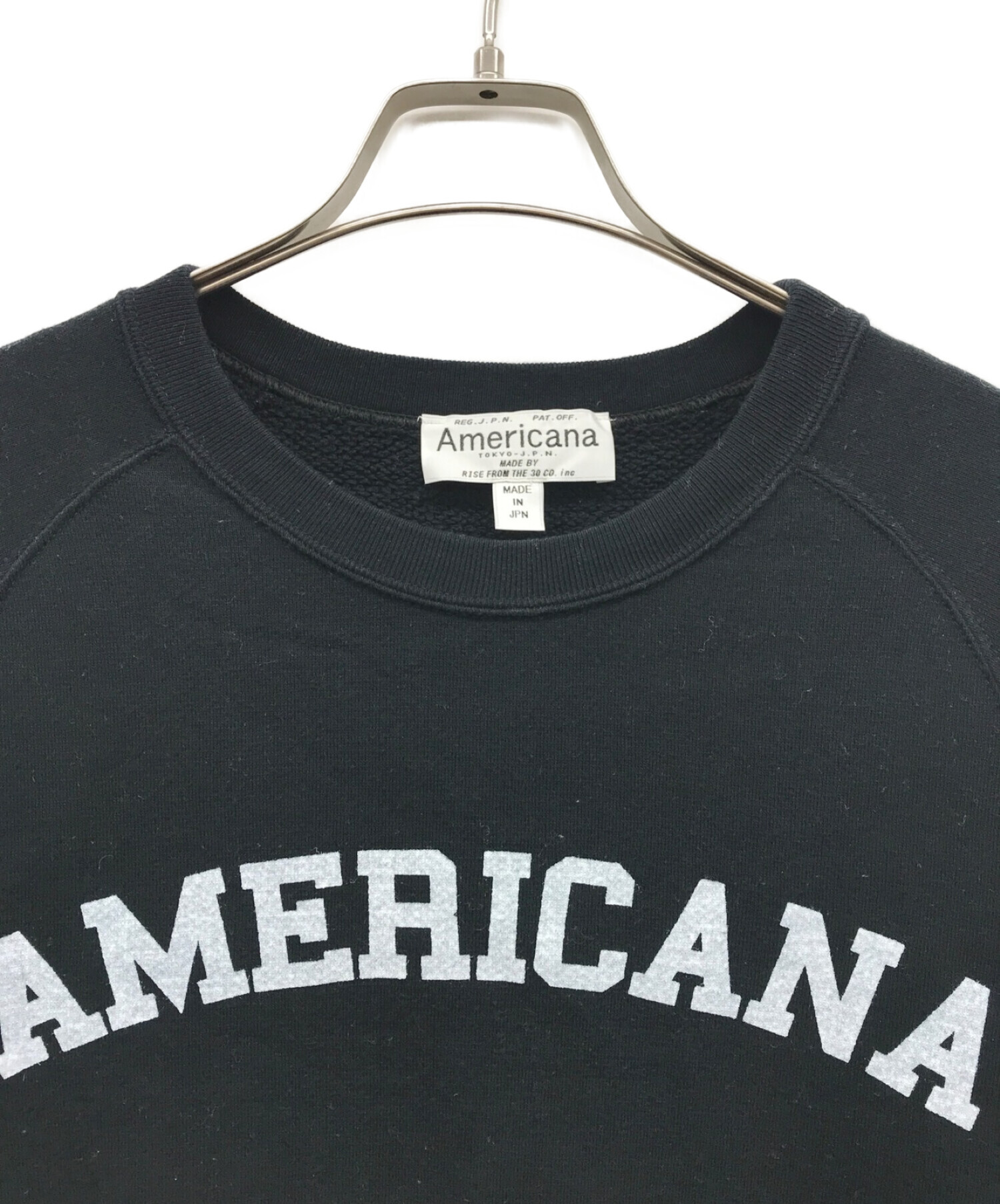 Americana (アメリカーナ) ロゴクルースウェット ブラック サイズ:L