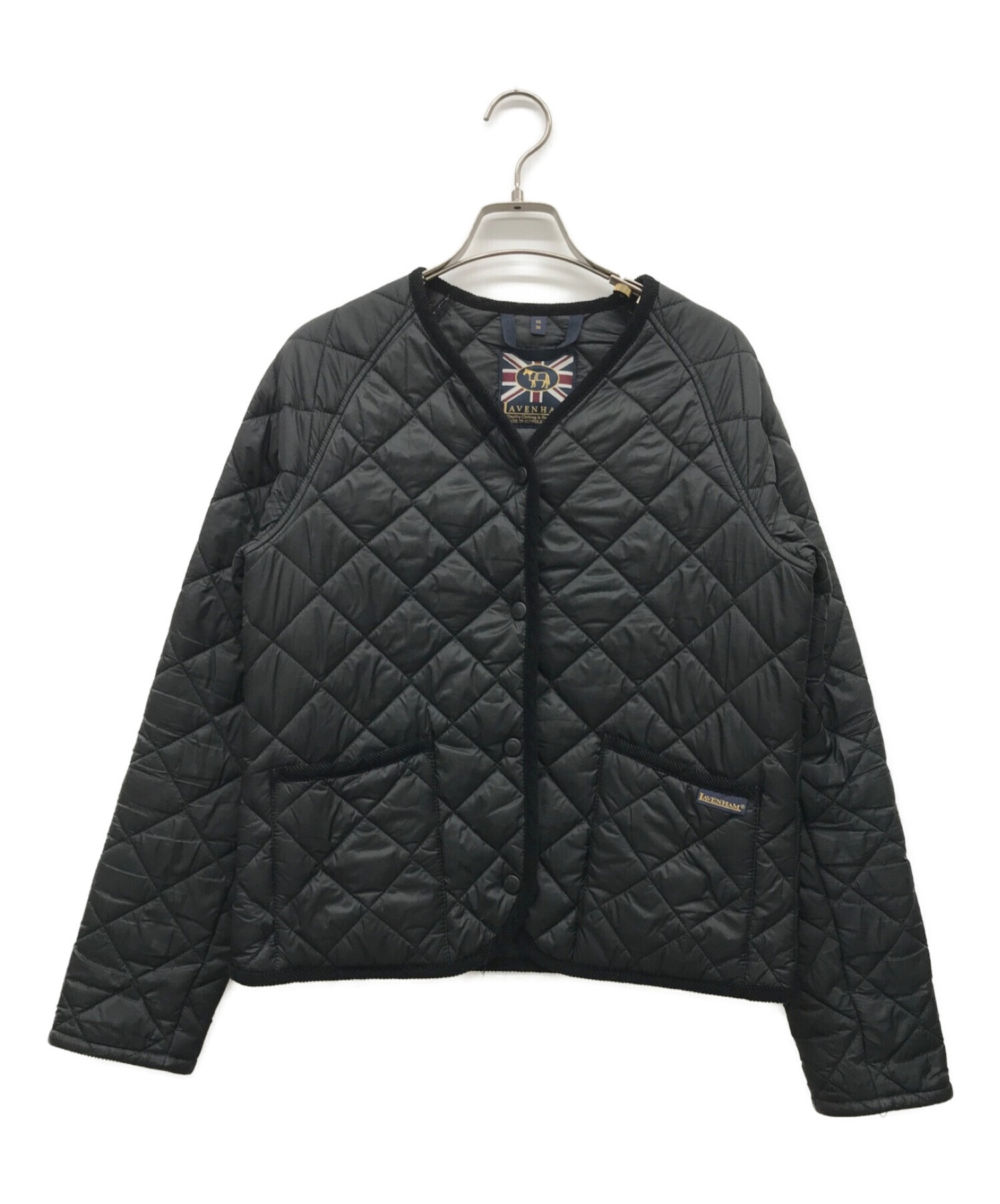 LAVENHAM (ラベンハム) ノーカラーキルティングジャケット ブラック サイズ:38