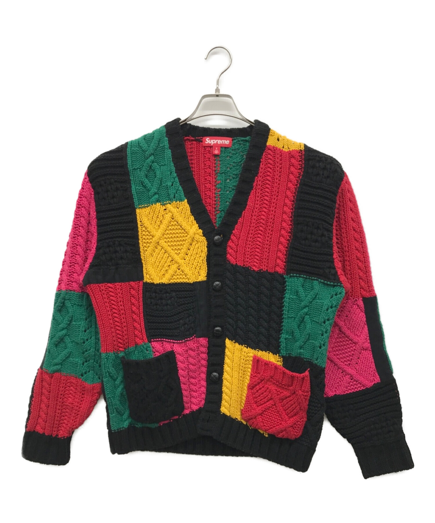 【M】Supreme Patchwork Cable Knit Cardigan