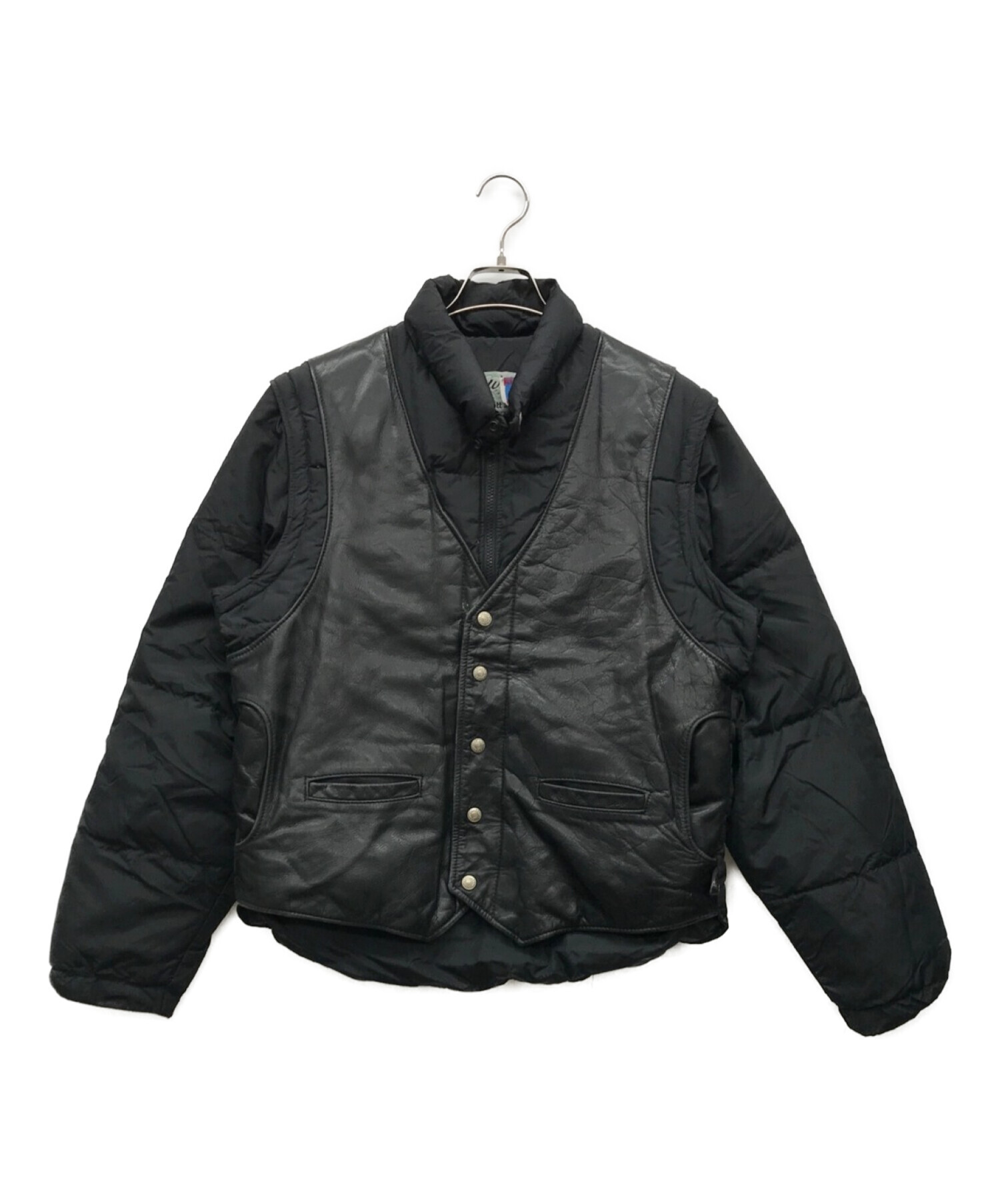 supreme×Schott（ショット） のレザーベスト付きダウンジャケット S