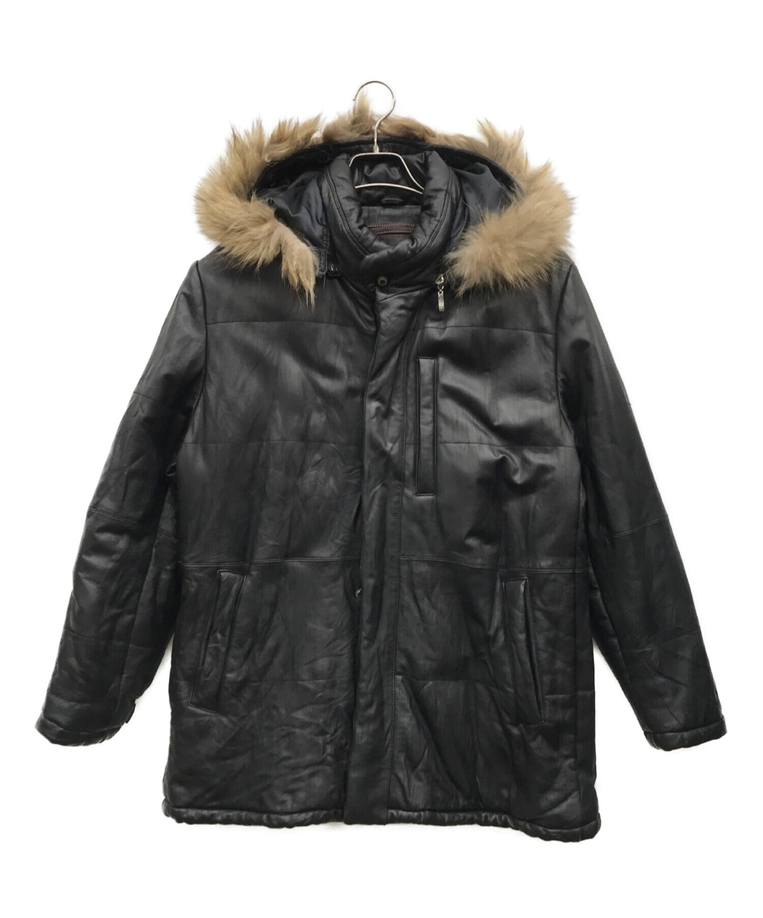 中古・古着通販】BALMAIN (バルマン) ファーフード付きレザー 