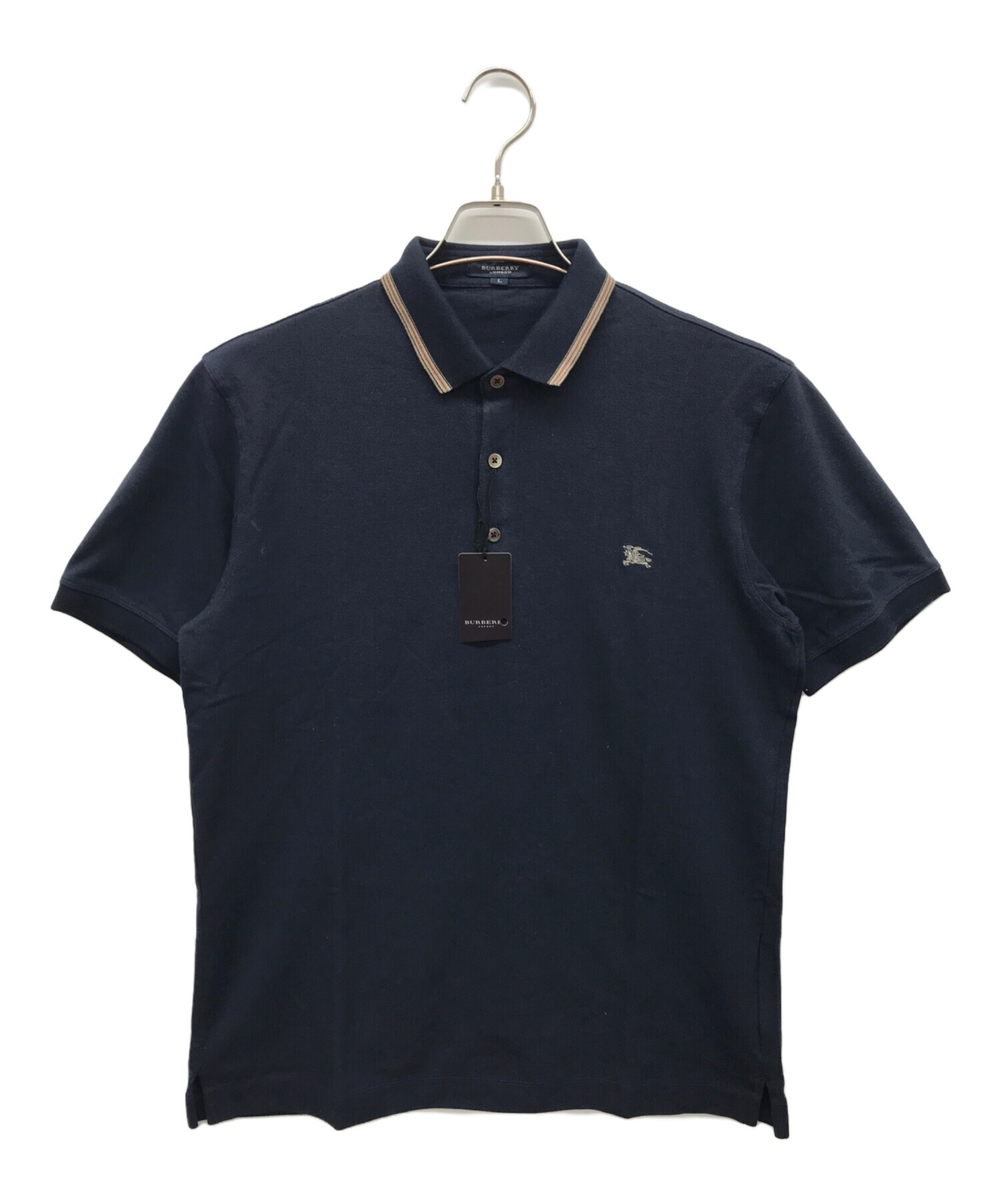 中古・古着通販】BURBERRY (バーバリー) ポロシャツ ネイビー サイズ:L 