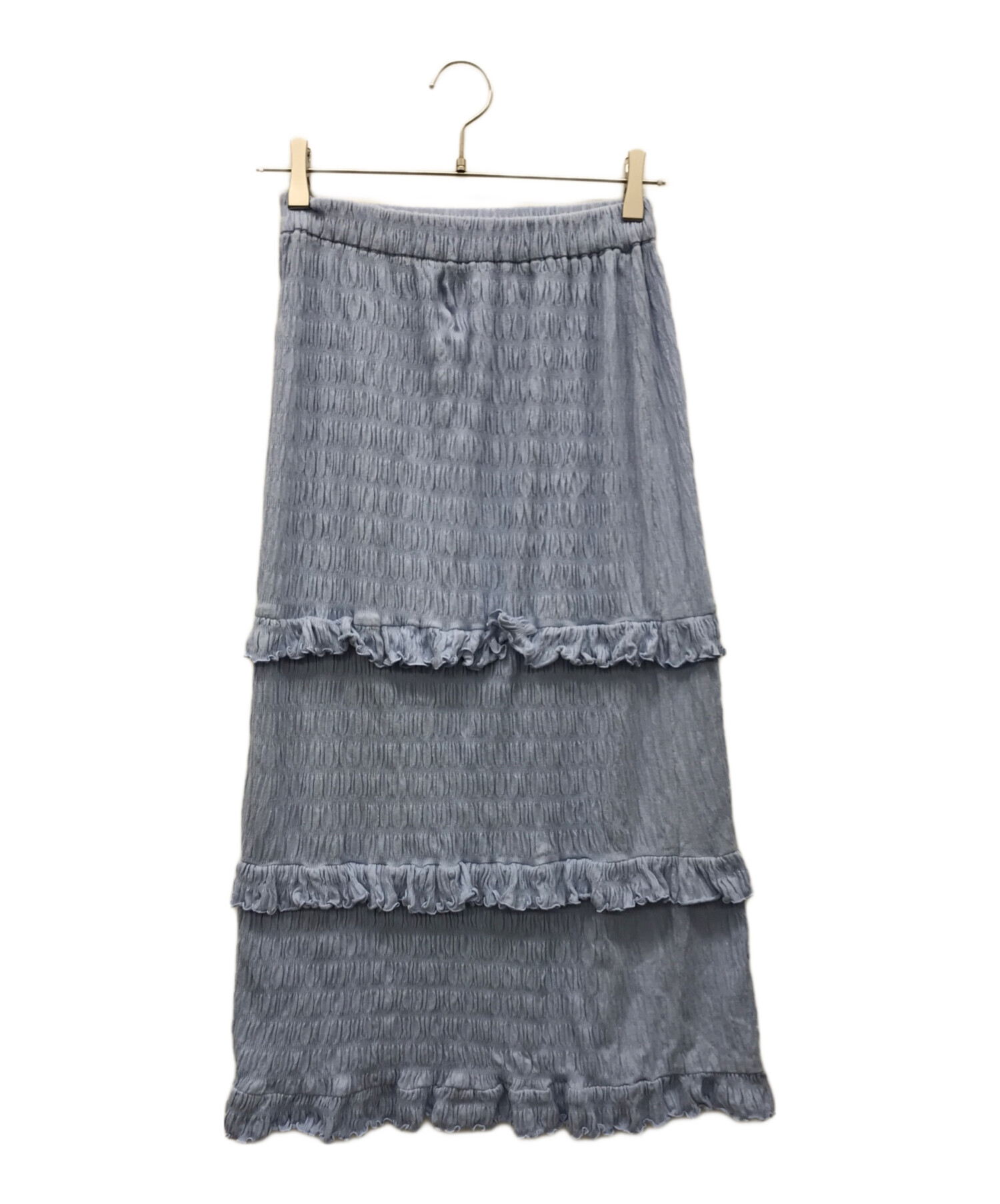 中古・古着通販】MEER. (メーア) SHIRRING FRILL SKIRT スカイブルー  