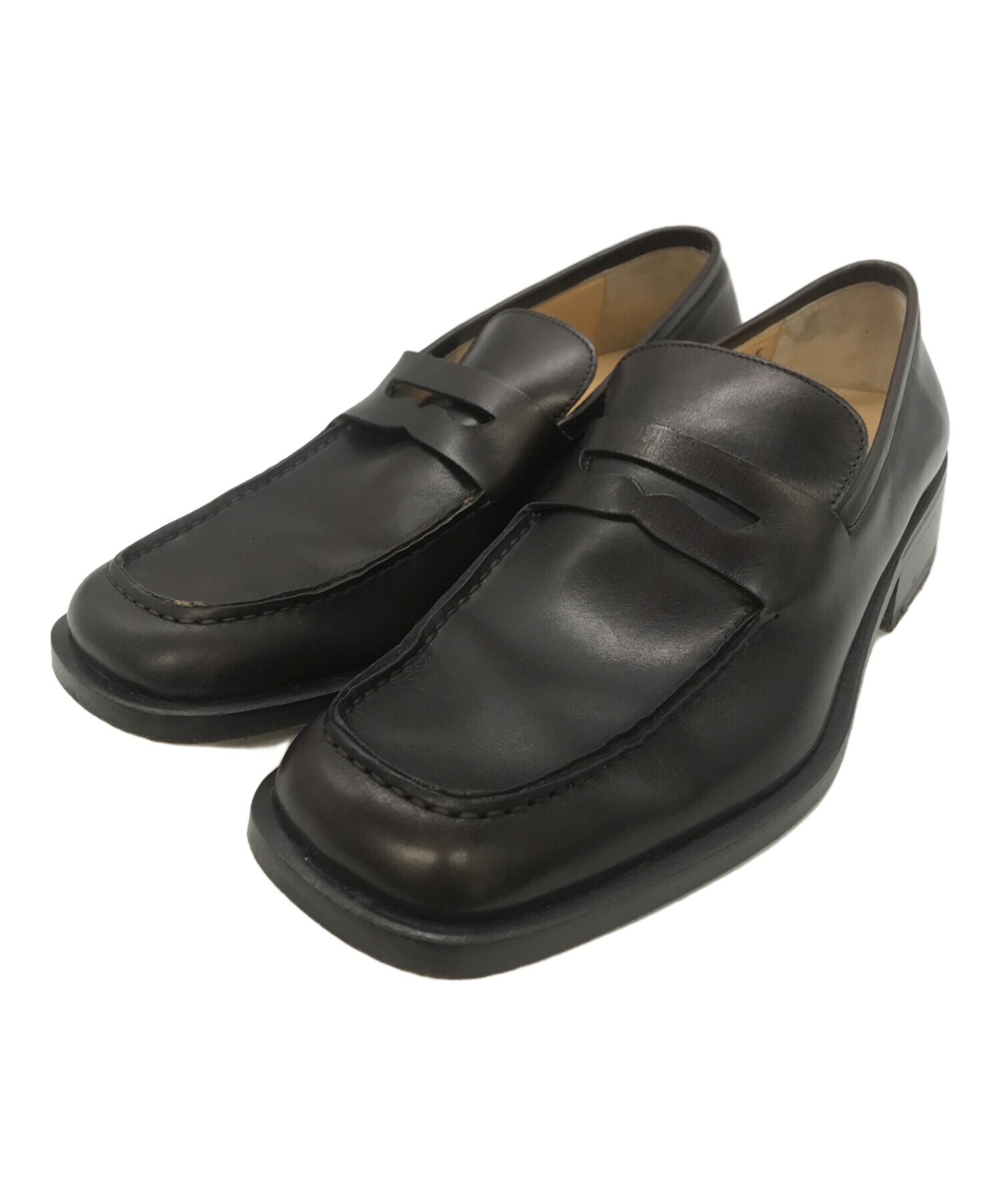 中古・古着通販】GUCCI (グッチ) スクウェアローファー ブラウン 