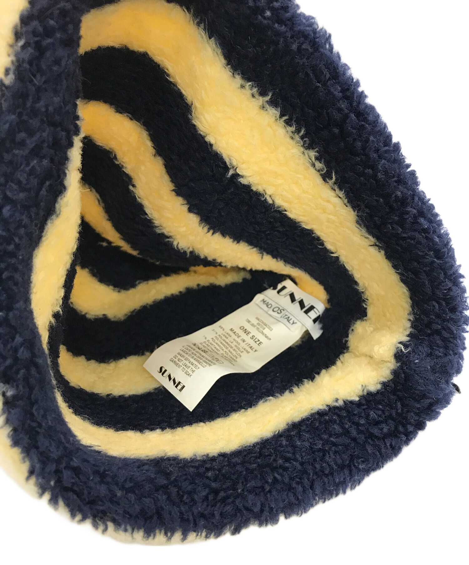 中古・古着通販】SUNNEI (スンネイ) ボーダーニット帽 ベージュ サイズ 