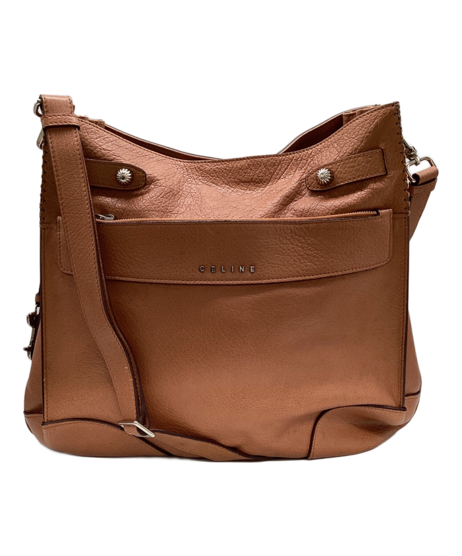 中古・古着通販】CELINE (セリーヌ) レザーショルダーバッグ ブラウン 