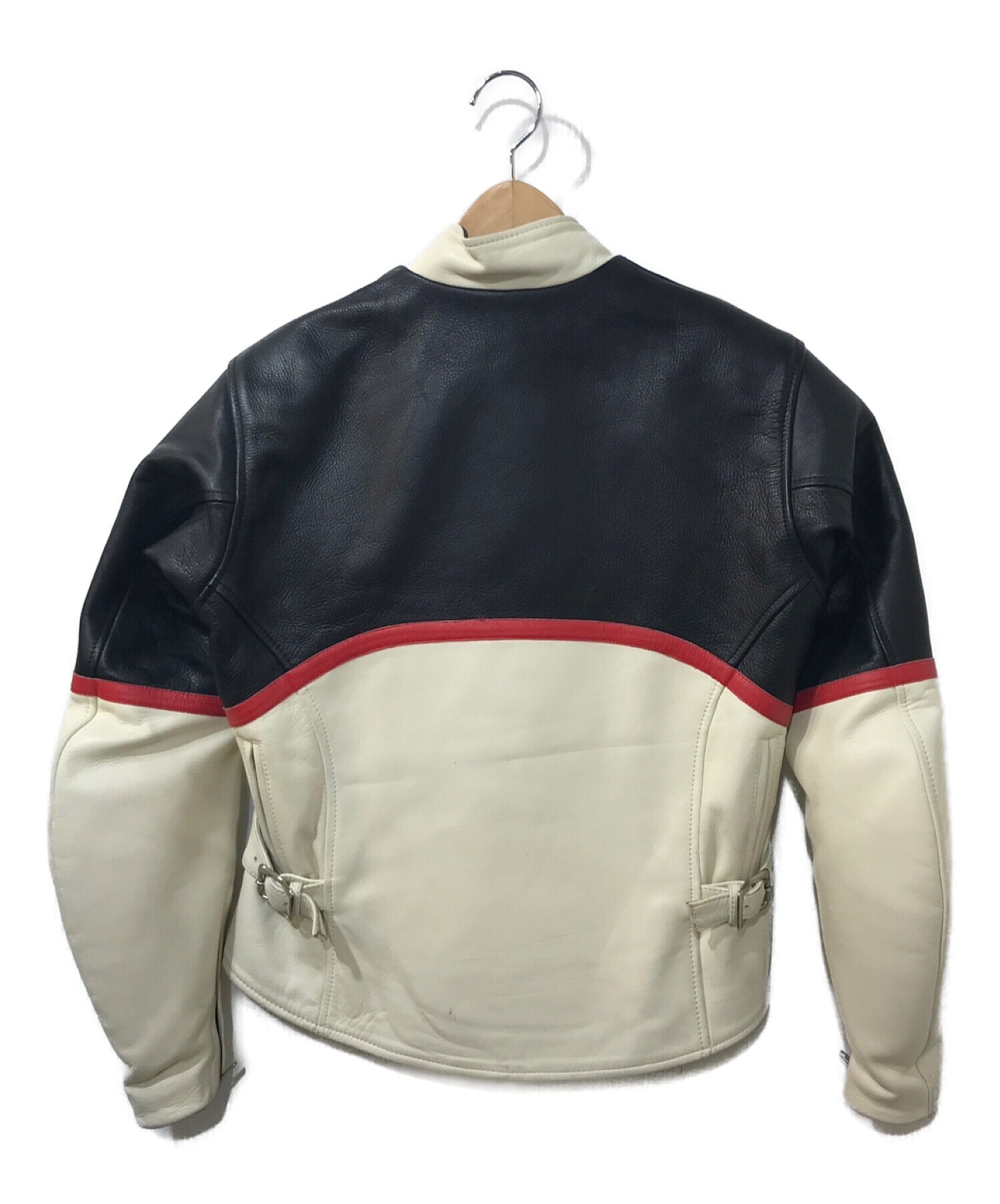 Dover Club (ドーバークラブ) レザーライダースジャケット ホワイト×ブラック サイズ:表記なし　S SIZE程度