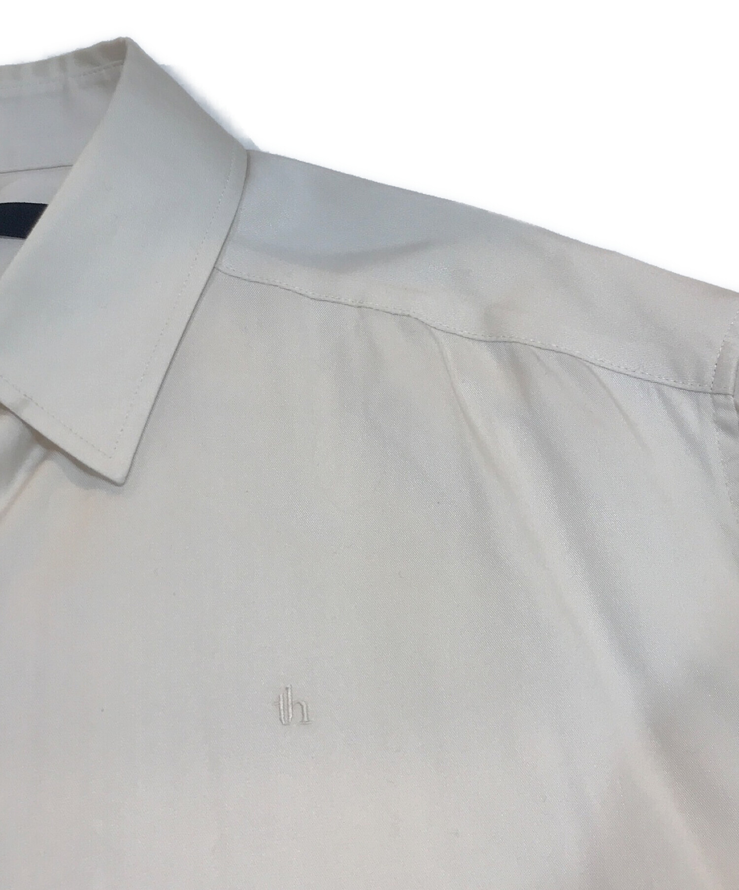 50センチ袖丈th TARO HORIUCHI ティーエイチ  タロウホリウチ VIER Over Shirts オーバー半袖シャツ ホワイト 2101-VSH01-M122