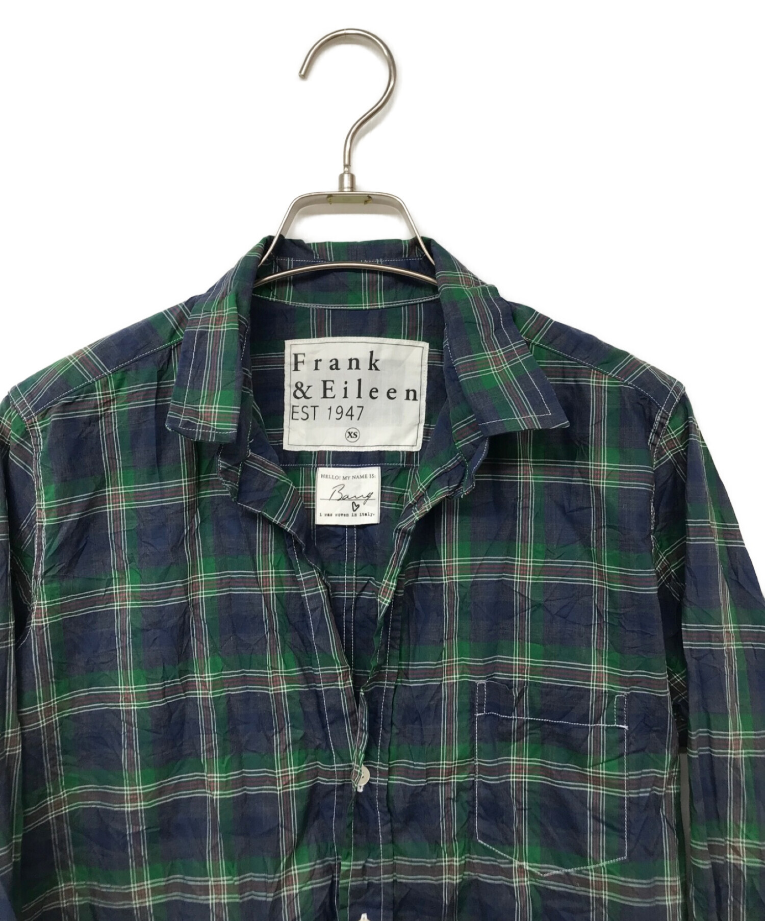 Frank&Eileen (フランクアンドアイリーン) コットンチェックシャツ ネイビー×グリーン サイズ:XS