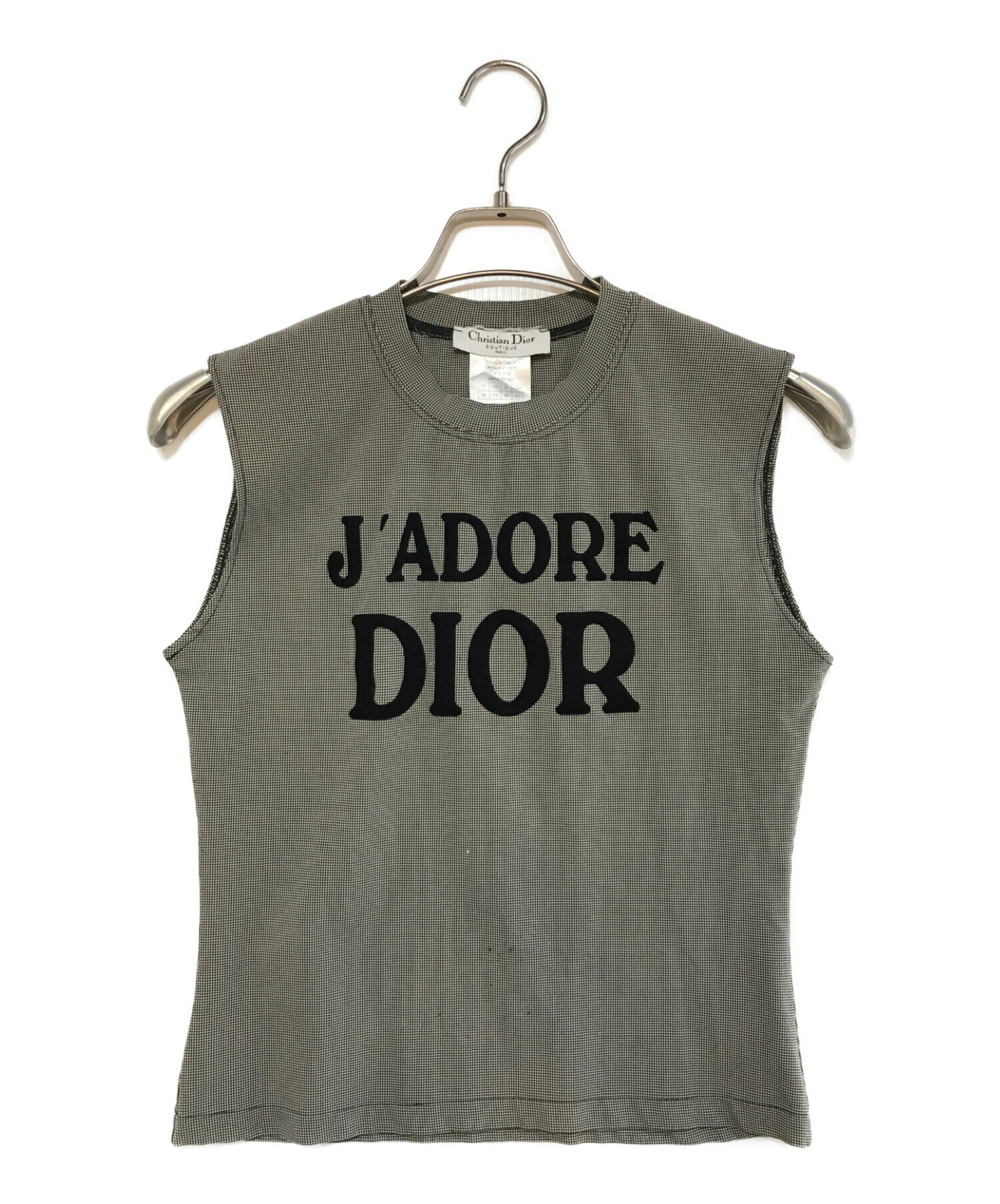 Christian Dior BOUTIQUE (クリスチャン ディオールブティック) ノースリーブカットソー ホワイト×ブラック サイズ:SIZE  USA10