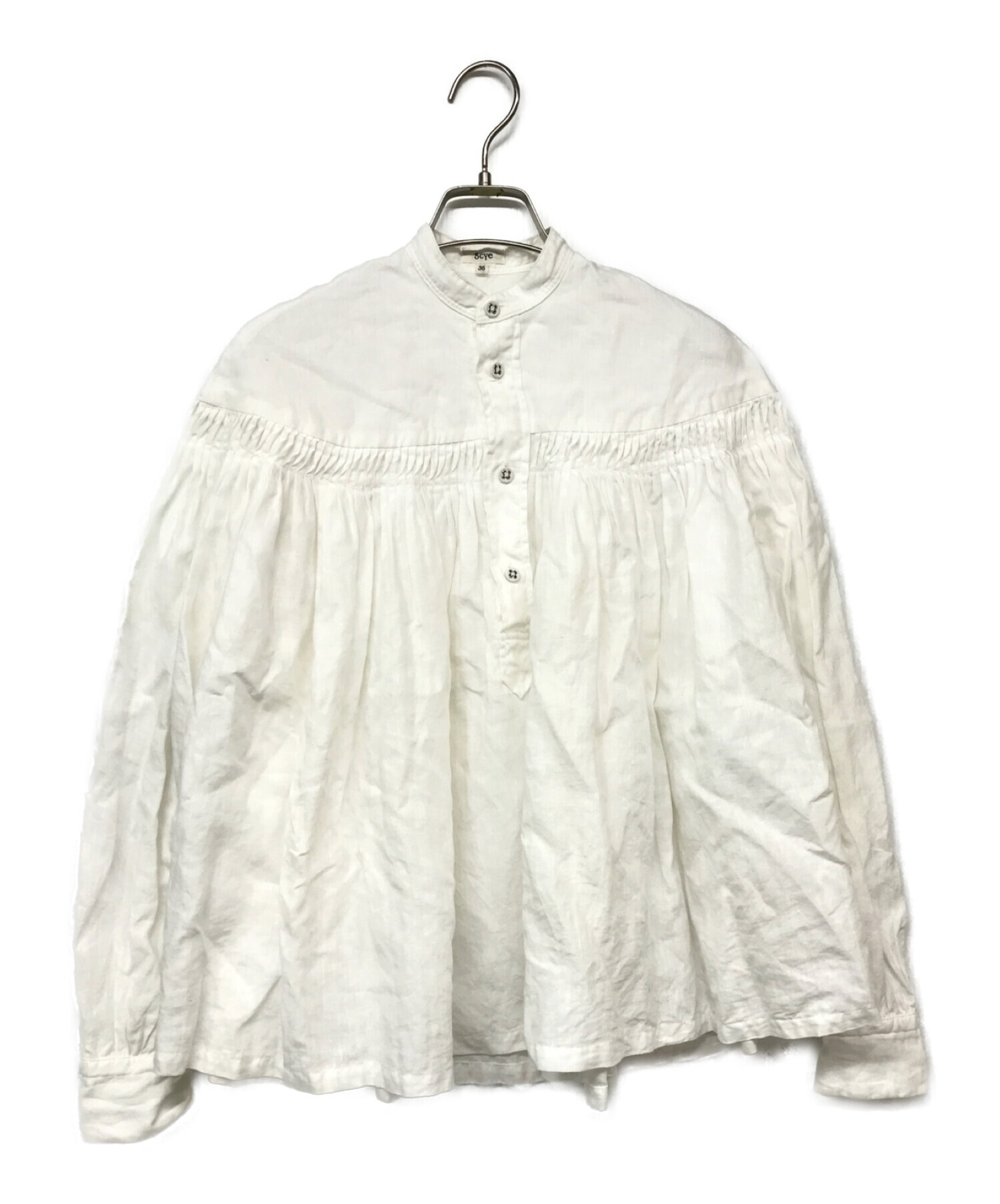 Scye リネンタックシャツ  36 ホワイト