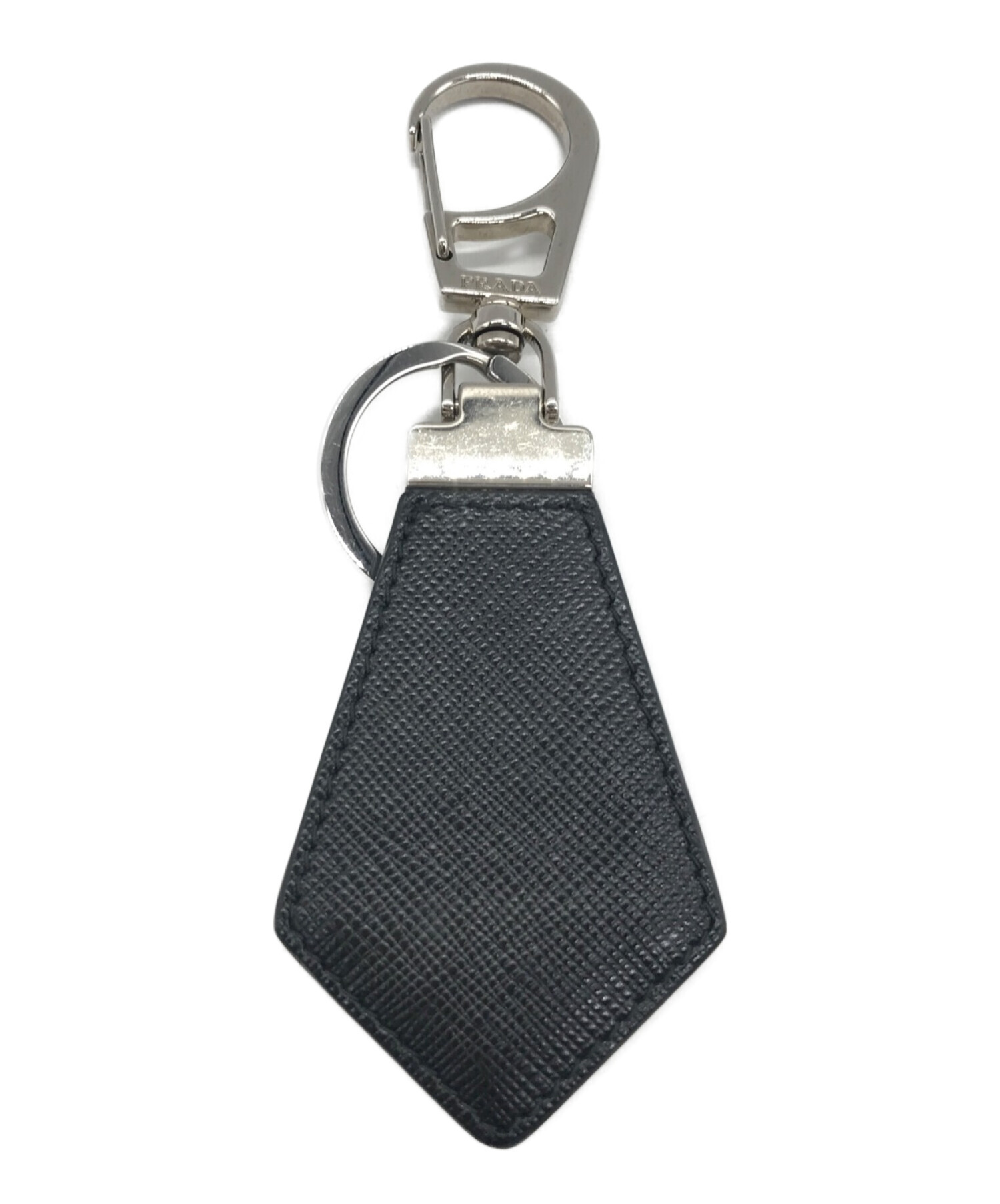 PRADA プラダ サフィアーノレザー キーリング トライアングル ブラック プラダ PRADA キーリング キーホルダー サフィアーノレザー