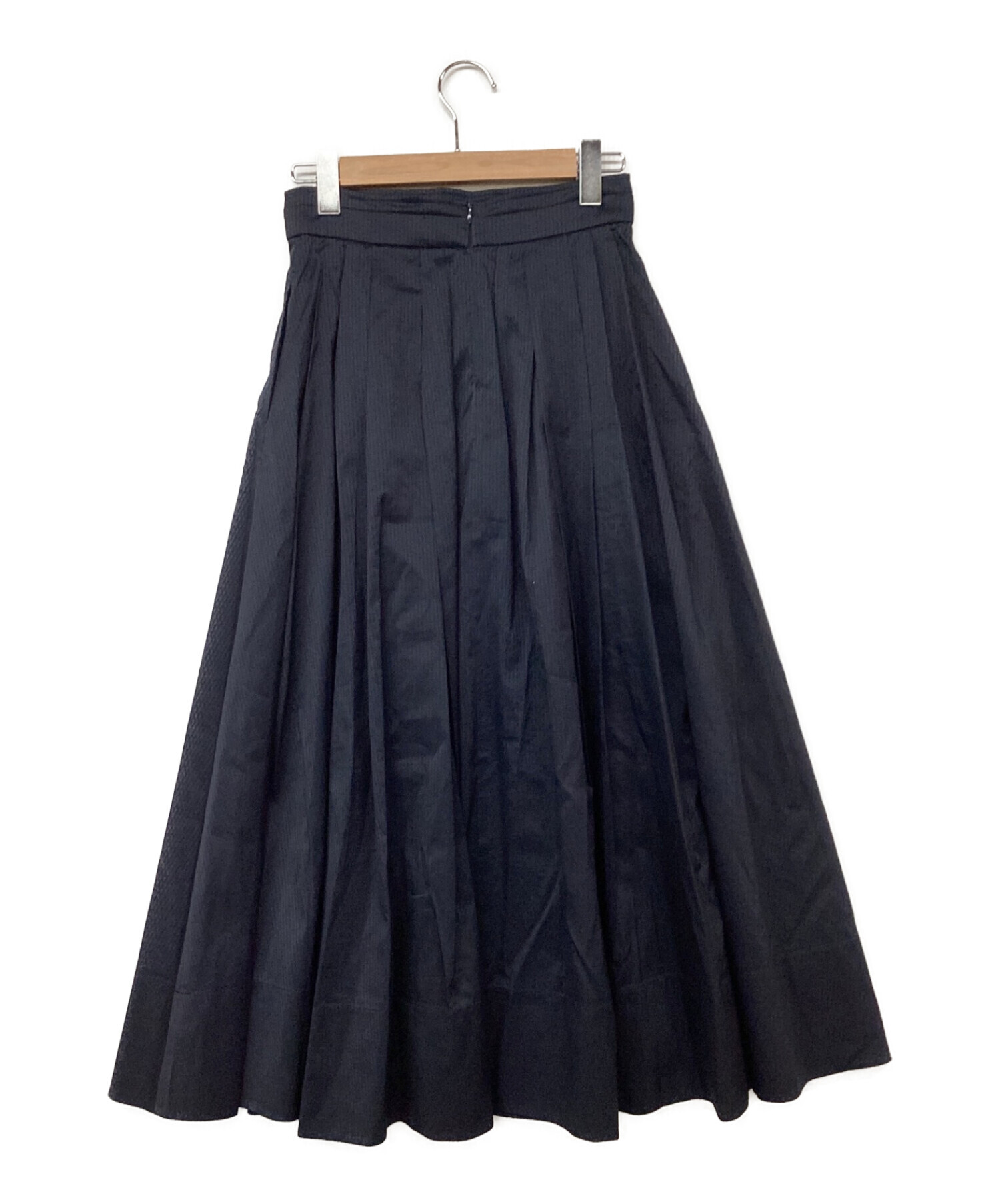 ebure (エブール) S/Cシアーストライプ マキシ丈タックギャザースカート ネイビー サイズ:36