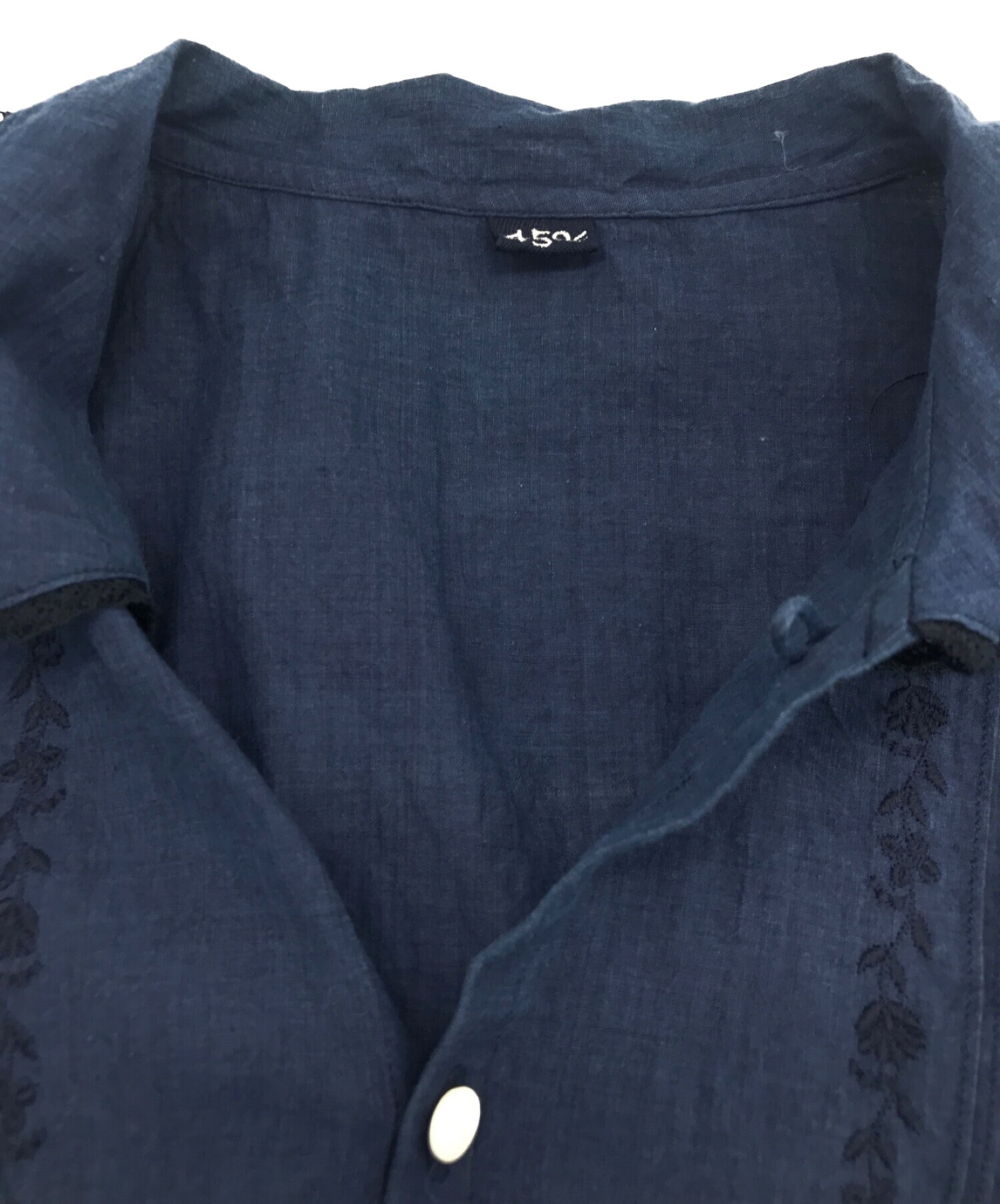 美品】45R 藍インドカディdeステッチ馬ブラウス インディゴ 美品】45R 藍インドカディdeステッチ馬ブラウス インディゴ