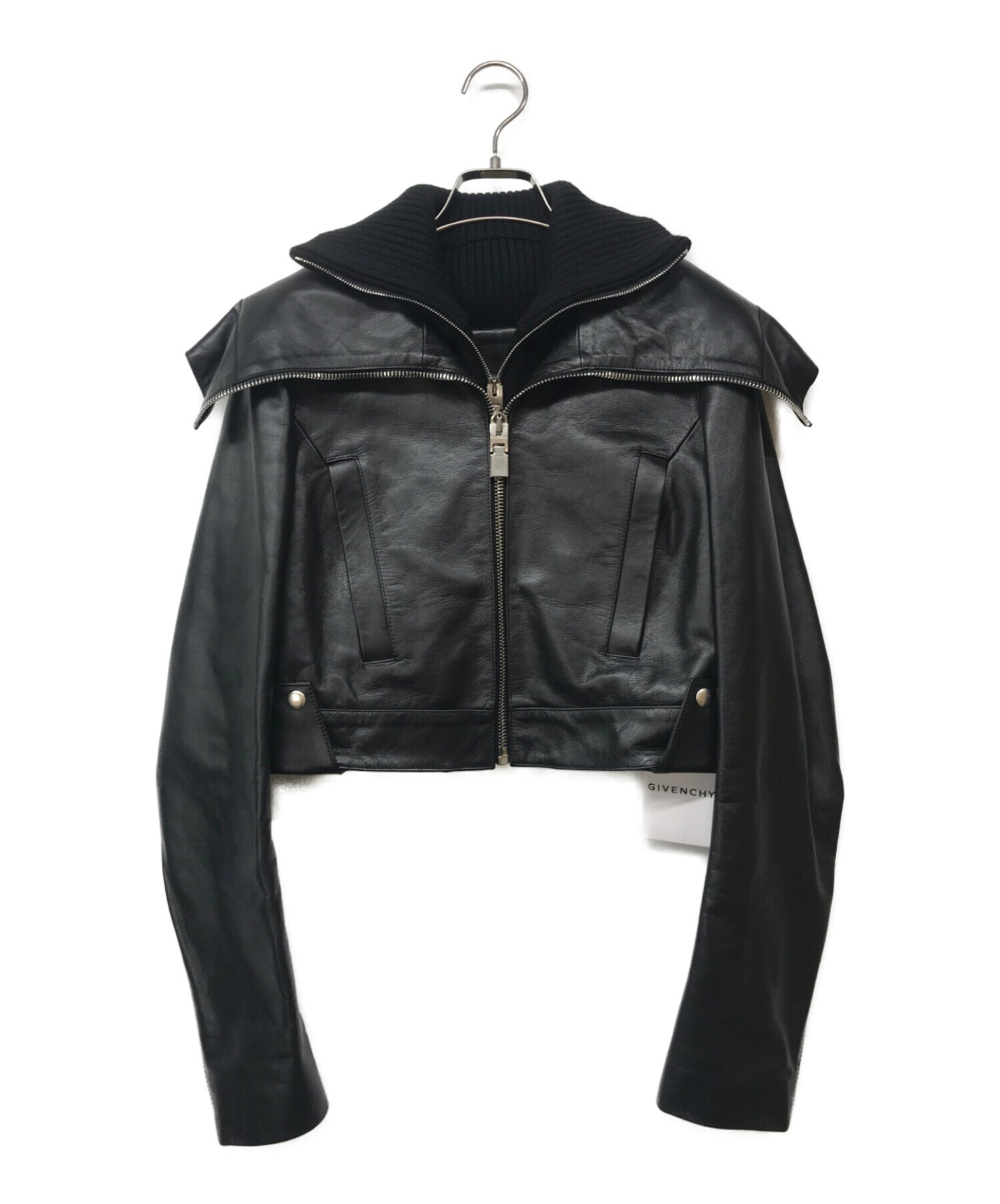 GIVENCHY (ジバンシィ) Leather Crop Biker Jacket/レザークロップバイカージャケット ブラック サイズ:36