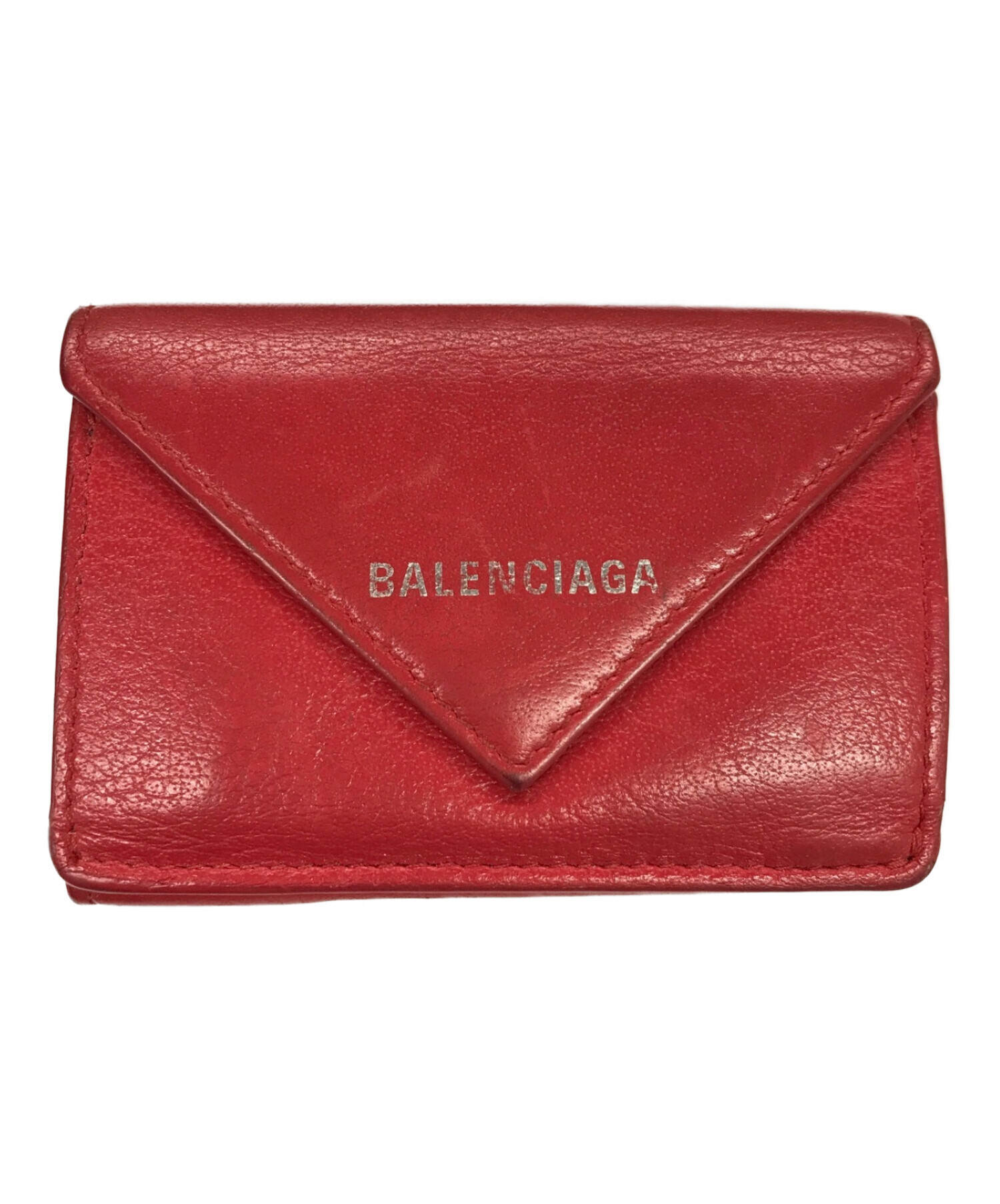 BALENCIAGA (バレンシアガ) 三つ折り財布 ペーパー ミニ財布 レッド