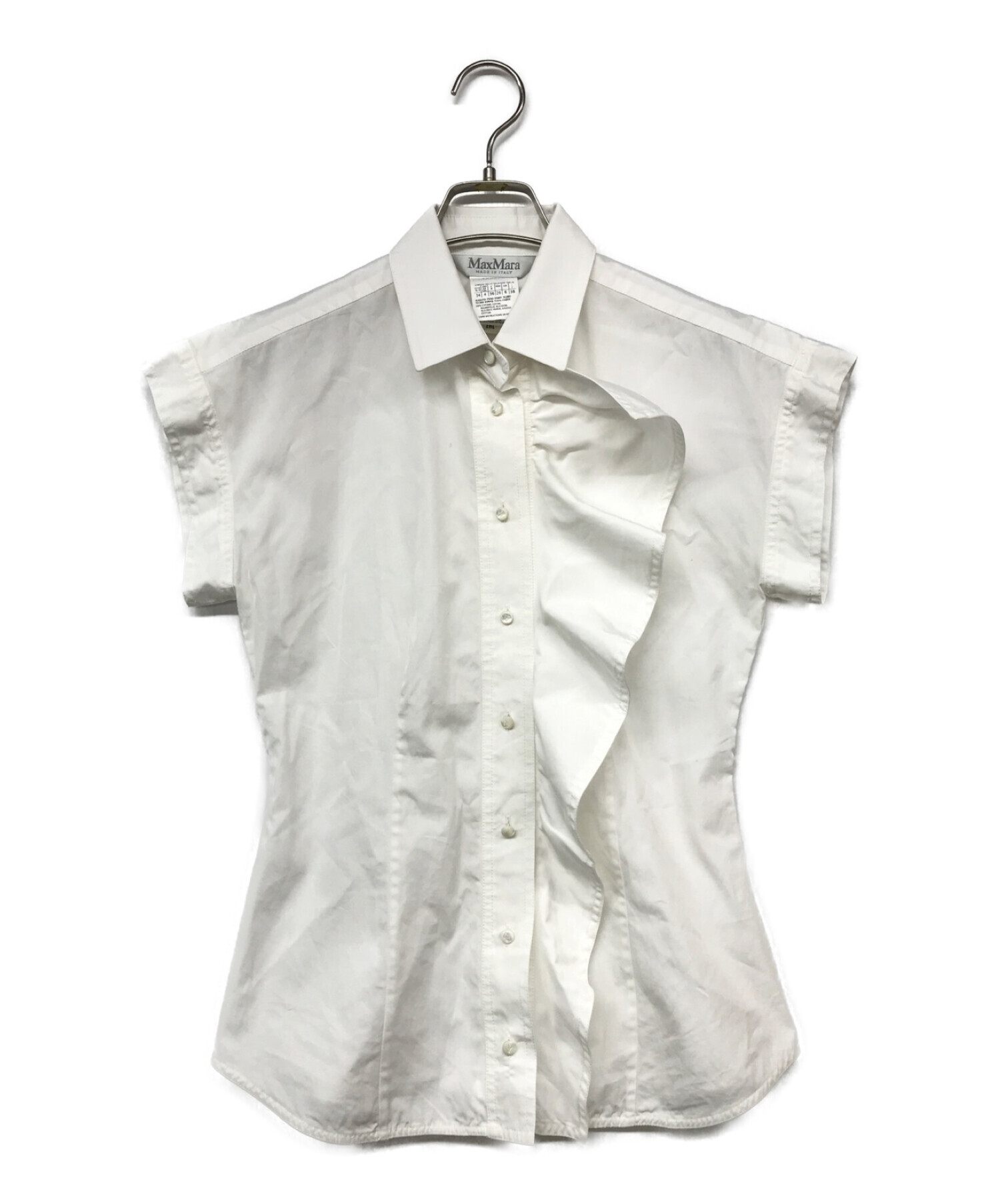 中古・古着通販】MaxMara (マックスマーラ) フリルブラウス ホワイト 
