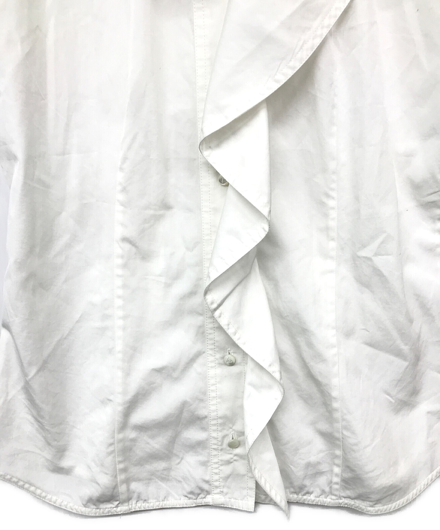 中古・古着通販】MaxMara (マックスマーラ) フリルブラウス ホワイト 