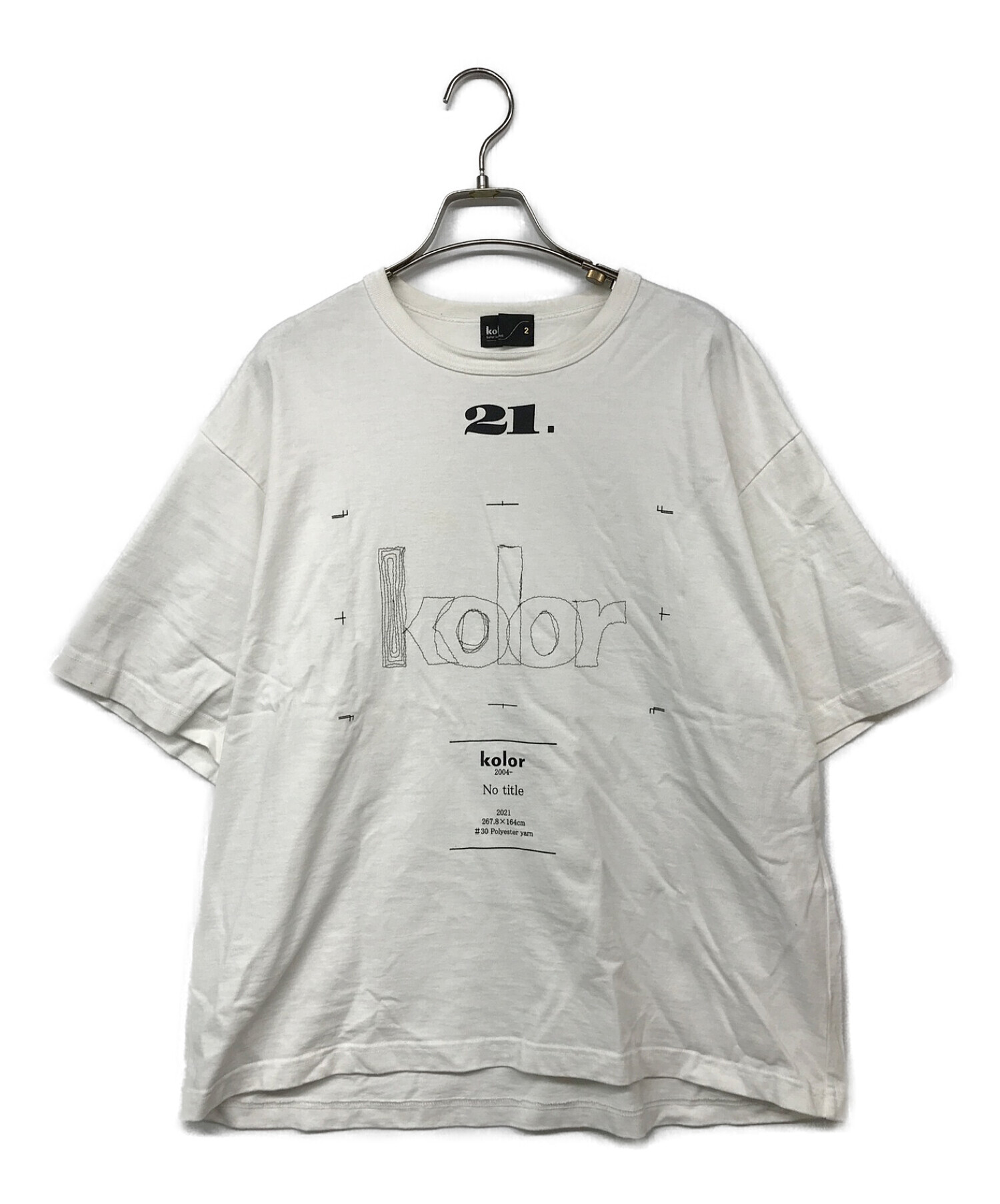 中古・古着通販】KOLOR (カラー) 半袖刺繍カットソー ホワイト サイズ