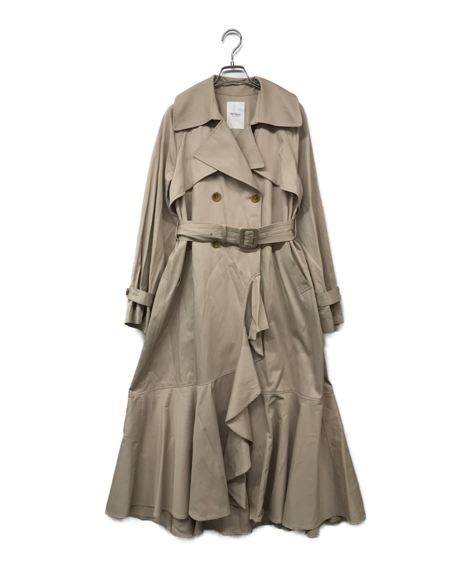 ハーリップトゥGabardine Ruffled Trench Coat herlipto Gabardine